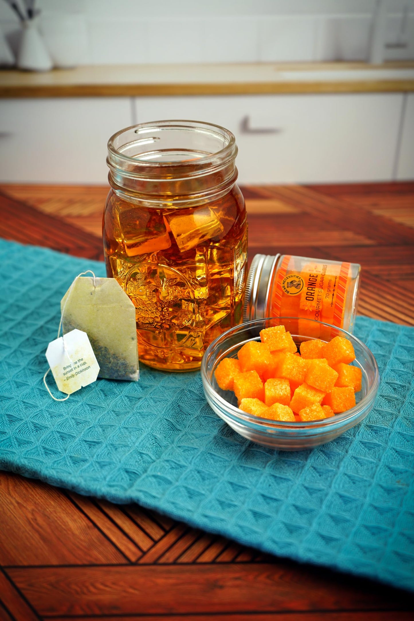Bear Necessities Gourmet Orange Infused Sugar Cubes – Handcrafted W/Pure Cane Sugar – Perfect For Coffee, Tea, Cocktails, Old Fashioned & Sparkling Water – Hostess Gift & Bar Accessory - 35 Cubes