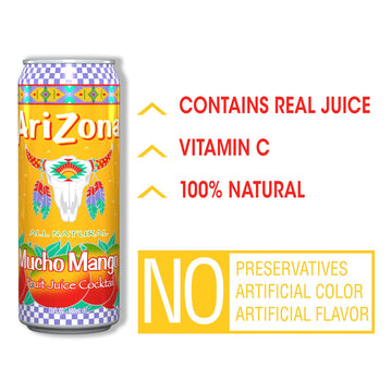 AriZona Fruit Juice Cocktail, Mucho Mango, 22 Fl Oz (Pack of 12)