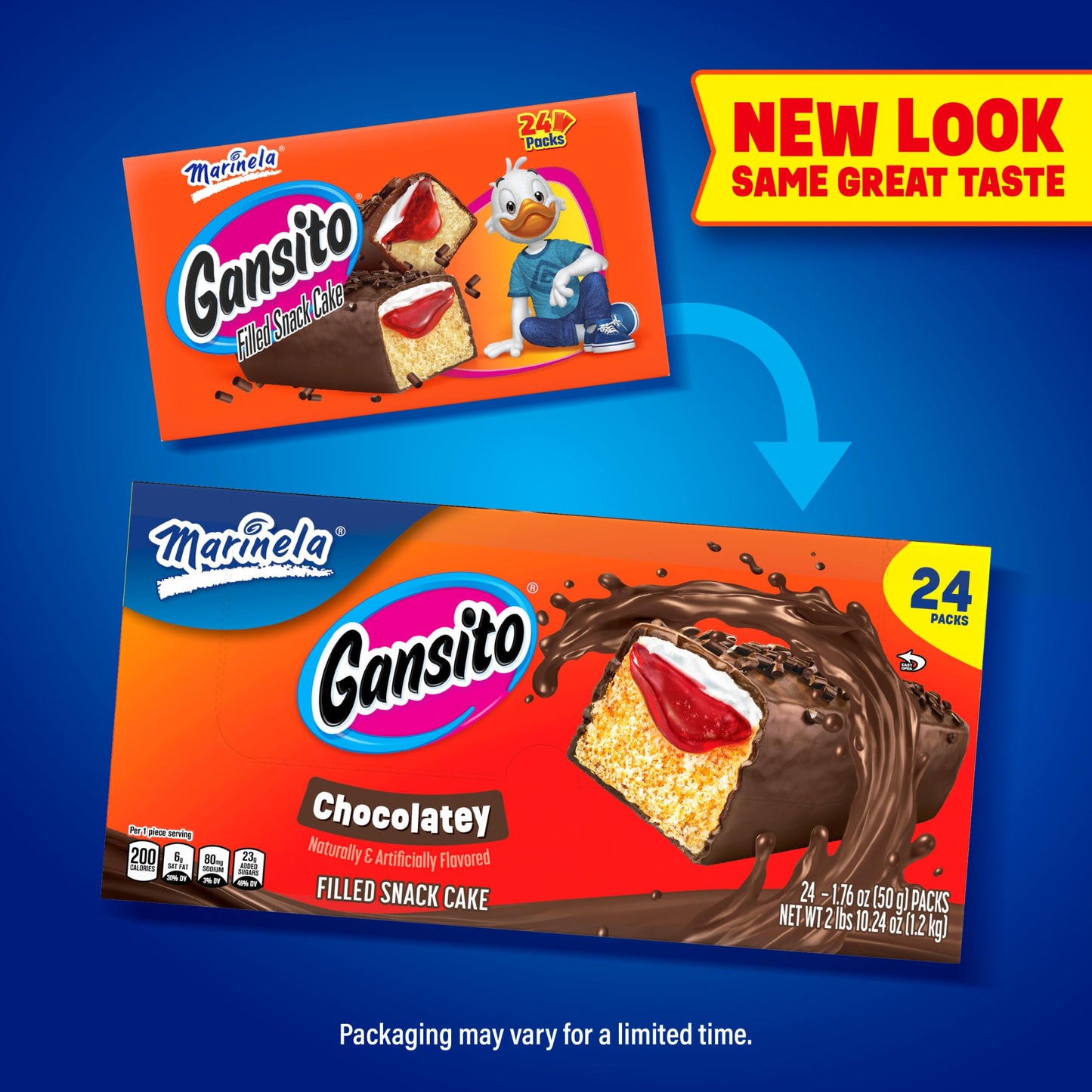 Marinela Gansito Strawberry Filled Snack Cake, 24 individual packs, (1 ct each), Chocolate Flavored Covered Snack Cakes, 42.24 o