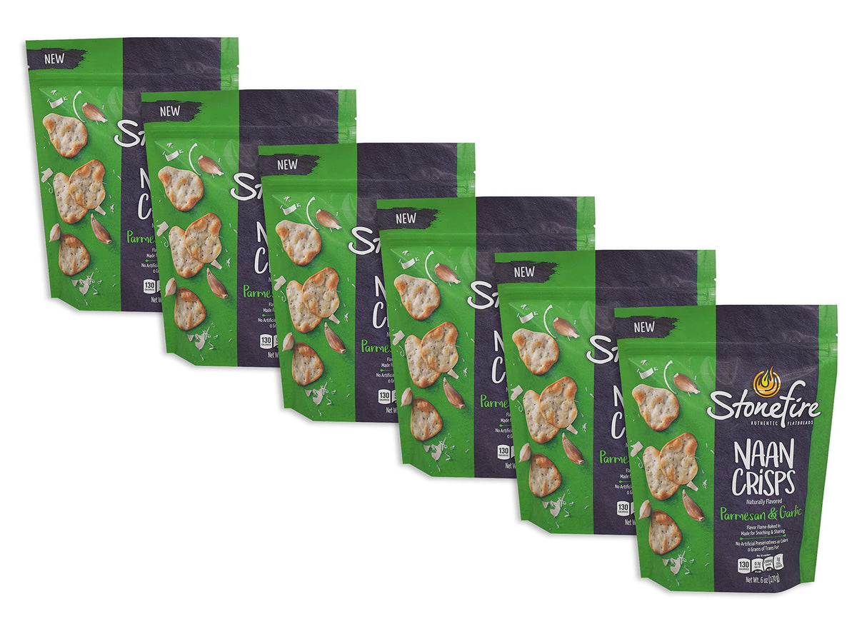 Stonefire Garlic Cheese Naan Crisps, 6 Ounce (Pack of 6)