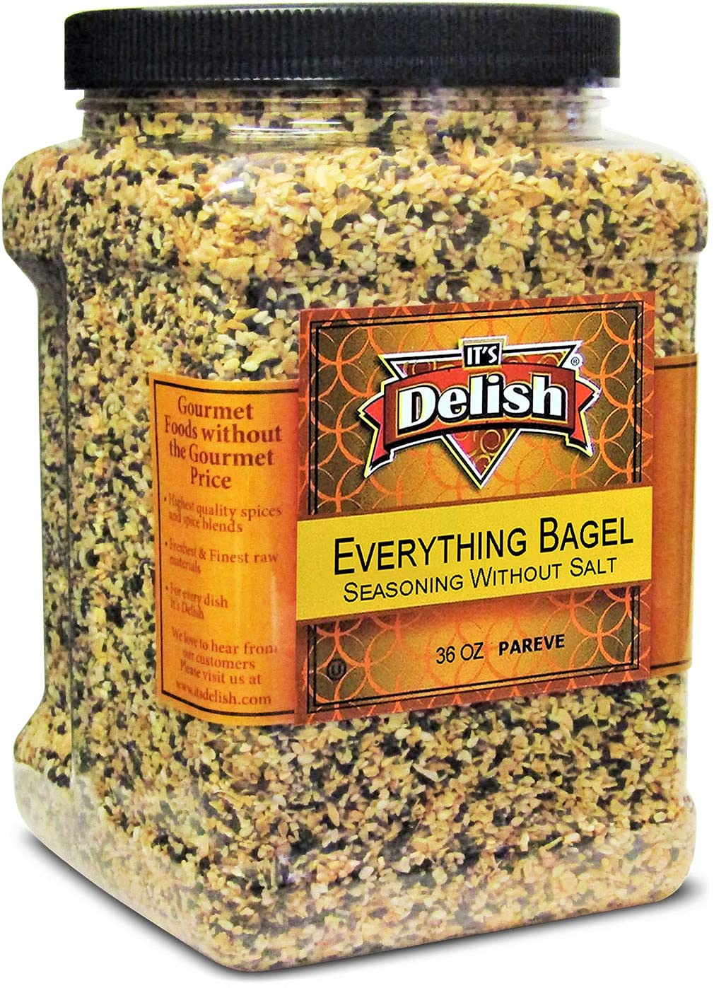 Everything Bagel Seasoning Blend With No Salt By It'S Delish, 36 Oz (2.25 Lbs) Jumbo Container - Premium All Natural Bagel Spice