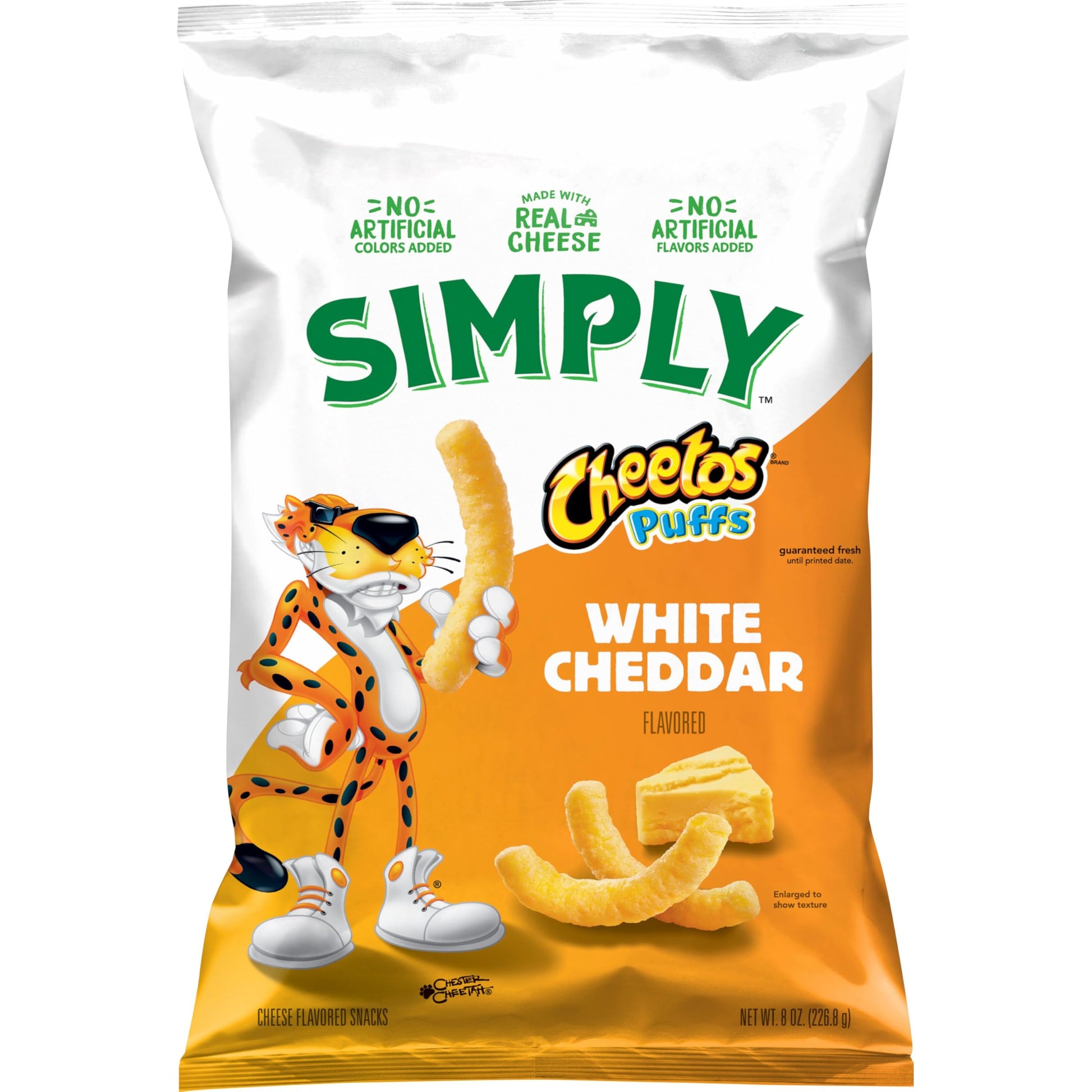 Cheetos Cheese Snacks, Simply White Cheddar Puffs, 8 oz