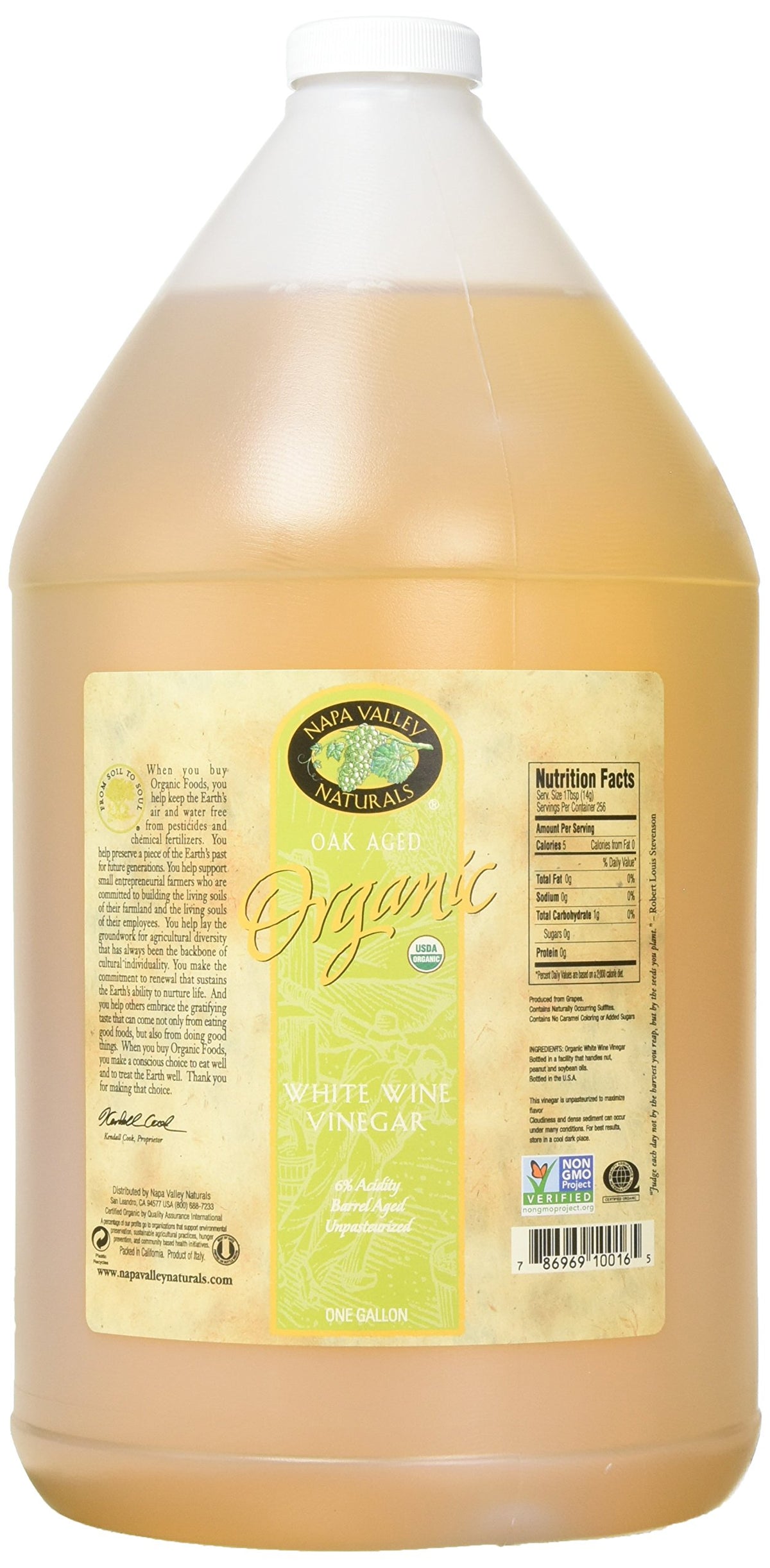 Napa Valley Naturals Organic White Wine Vinegar, 128 Fl Oz, Model 289C