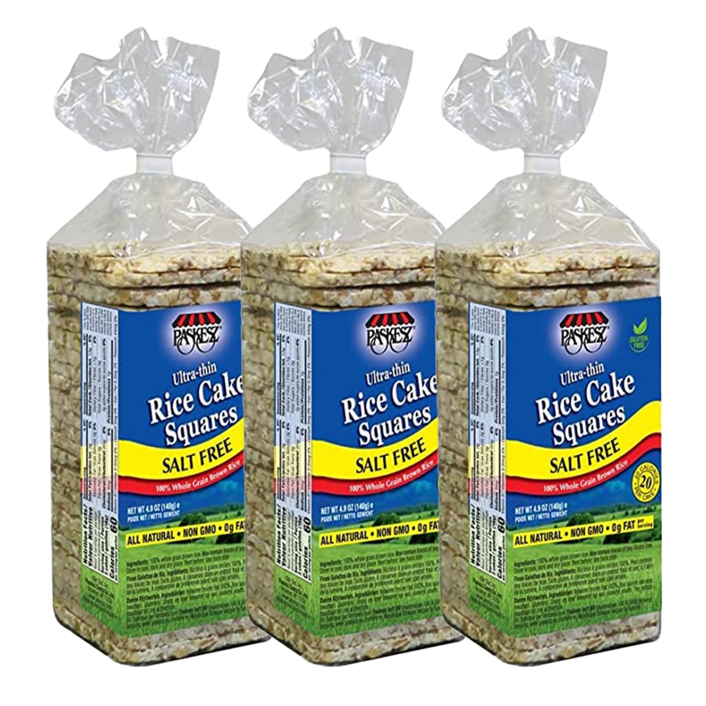 Only Kosher Candy Ultra Thin Salt Free Rice Cakes Squares, (Pack Of 3)