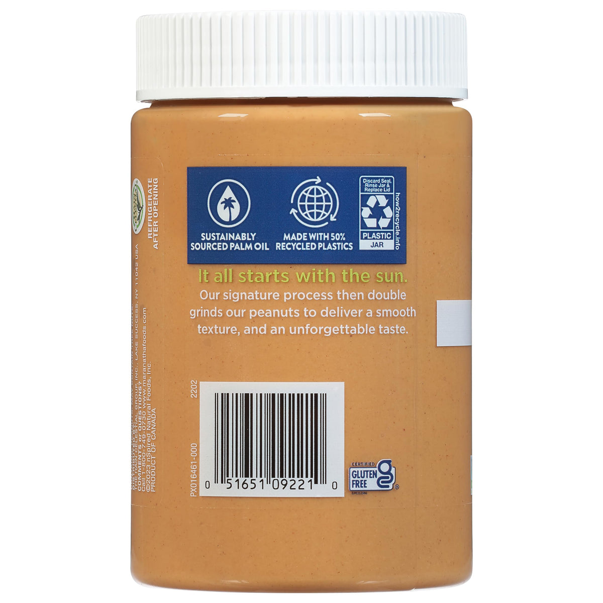 MaraNatha Natural Creamy Peanut Butter Spread, No Stir, 16 Ounce Jar