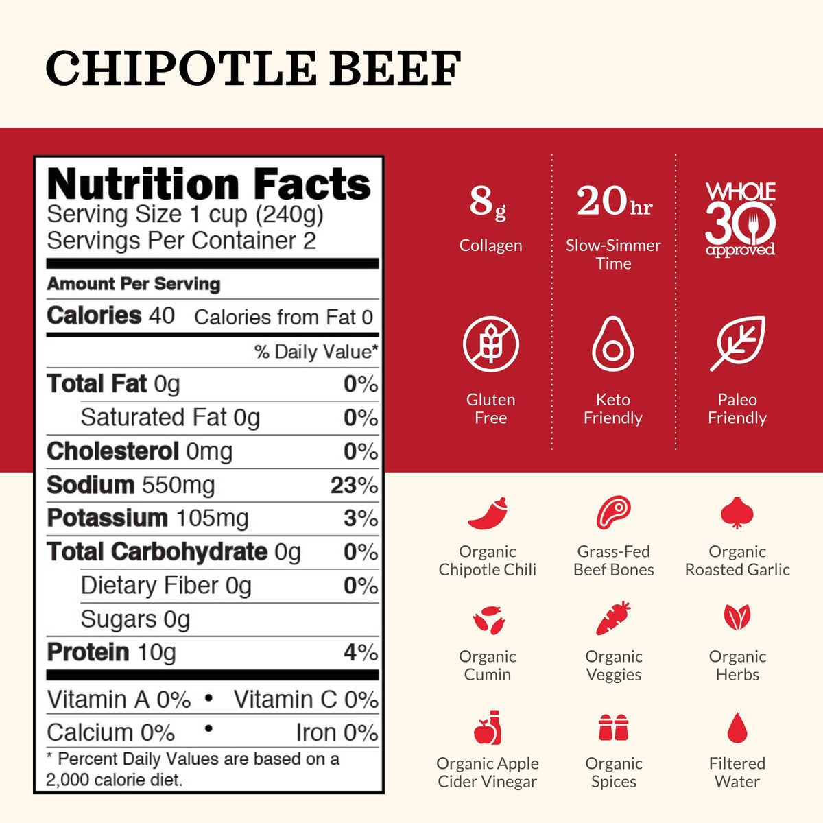 Kettle & Fire Chipotle Beef Bone Broth, Keto & Paleo, Gluten Free, 16.9 oz (Pack of 3)