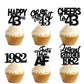 18pcs Black Glitter Happy 43rd Dessert Cupcake Topper Pick for Funny Legend Since 1982 Theme Decor Supplies Men Women Happy 43 B