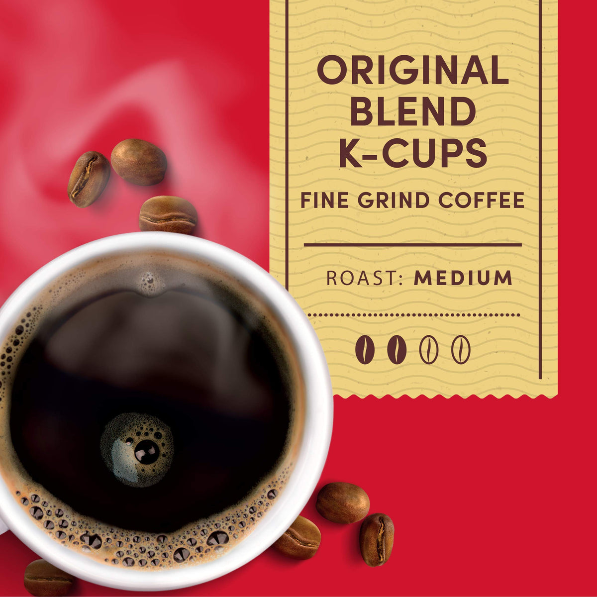Tim Hortons Original Blend Medium Roast Coffee K-Cup Pods, 96 Count, Compatible with Keurig malt-inspired, Red