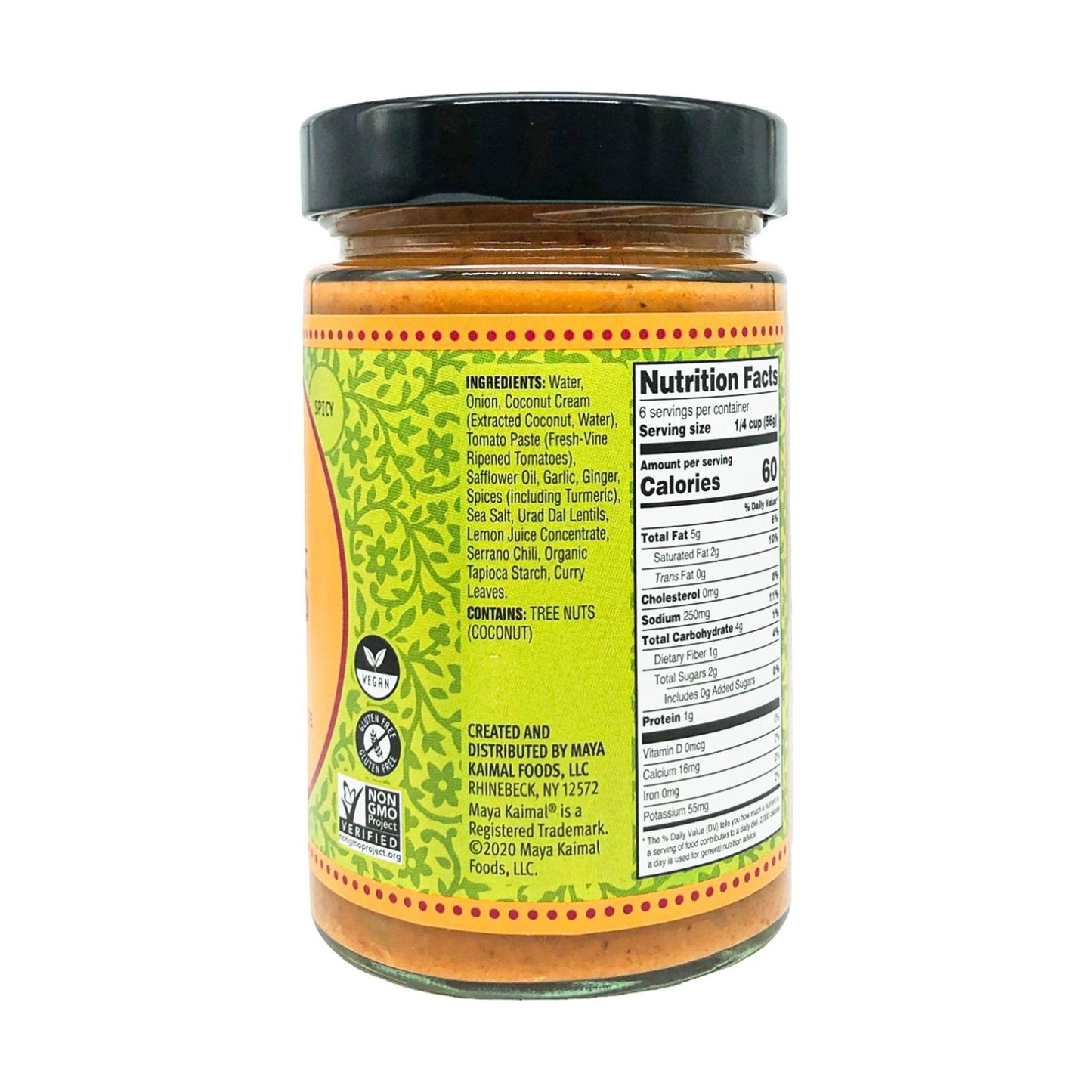 Maya Kaimal Madras Curry Sauce, 12.5 oz, Spicy Indian Simmer Sauce with Peppery Coconut and Coriander. Vegan, Gluten Free, Non-G