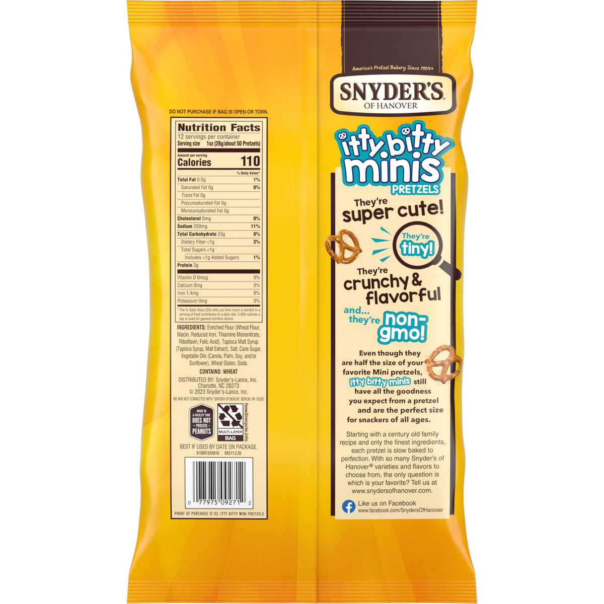 Snyder'S Of Hanover, Itty Bitty Minis Pretzels, 12 Oz Bag