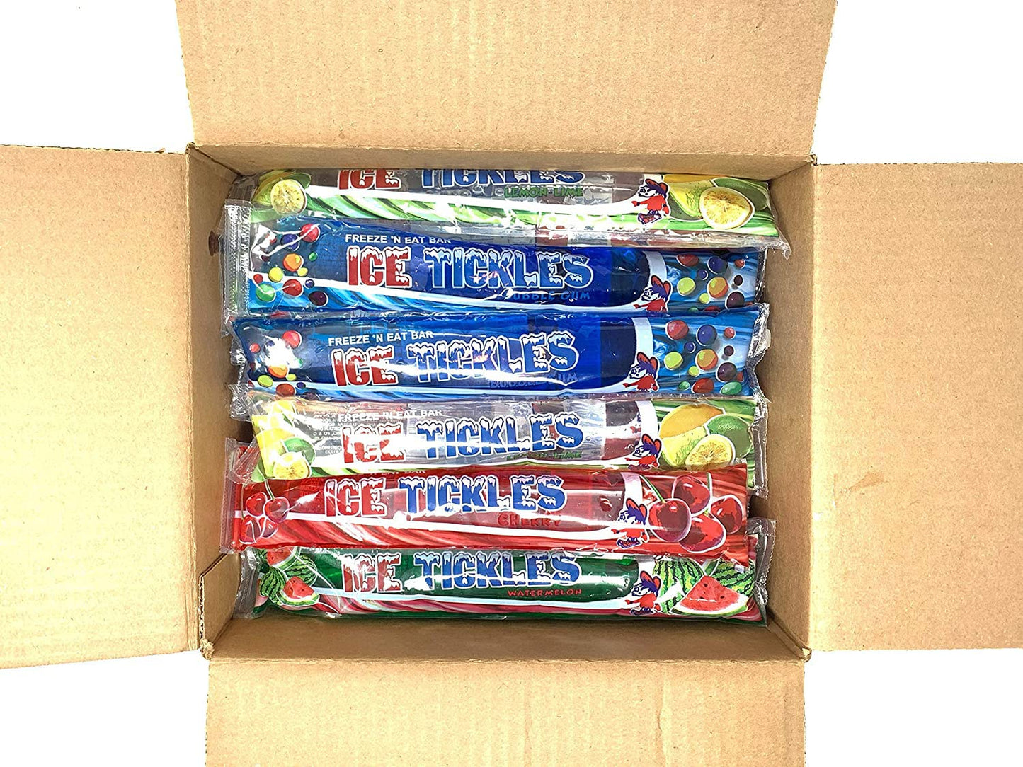 Ice Tickles Giant Freezer Ice Pop Bars, Original Flavors (Pack of 36 - 7oz pops)