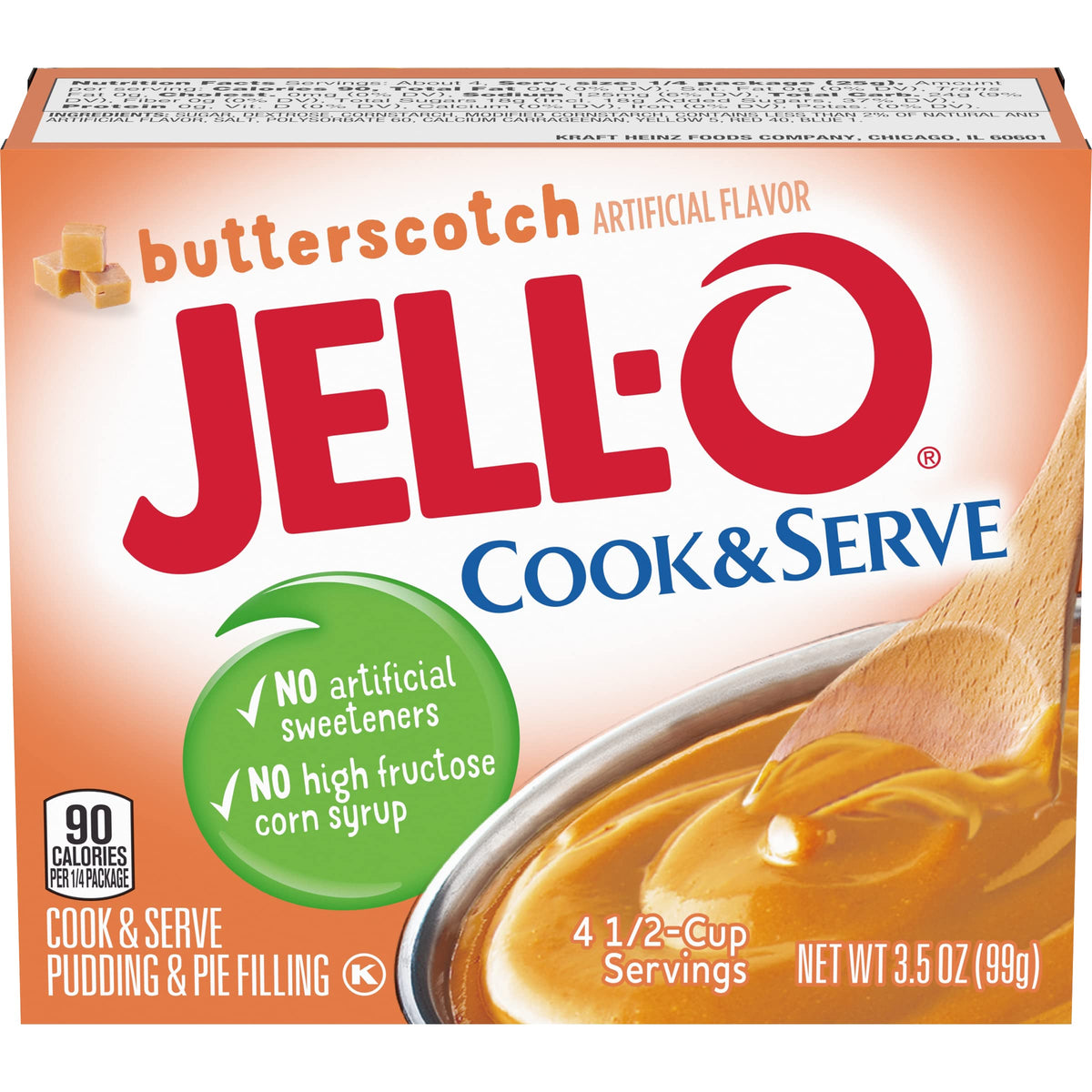 Jell-O, Cook & Serve, Pudding & Pie Filling, Butterscotch, 3.5Oz Box (Pack Of 4)
