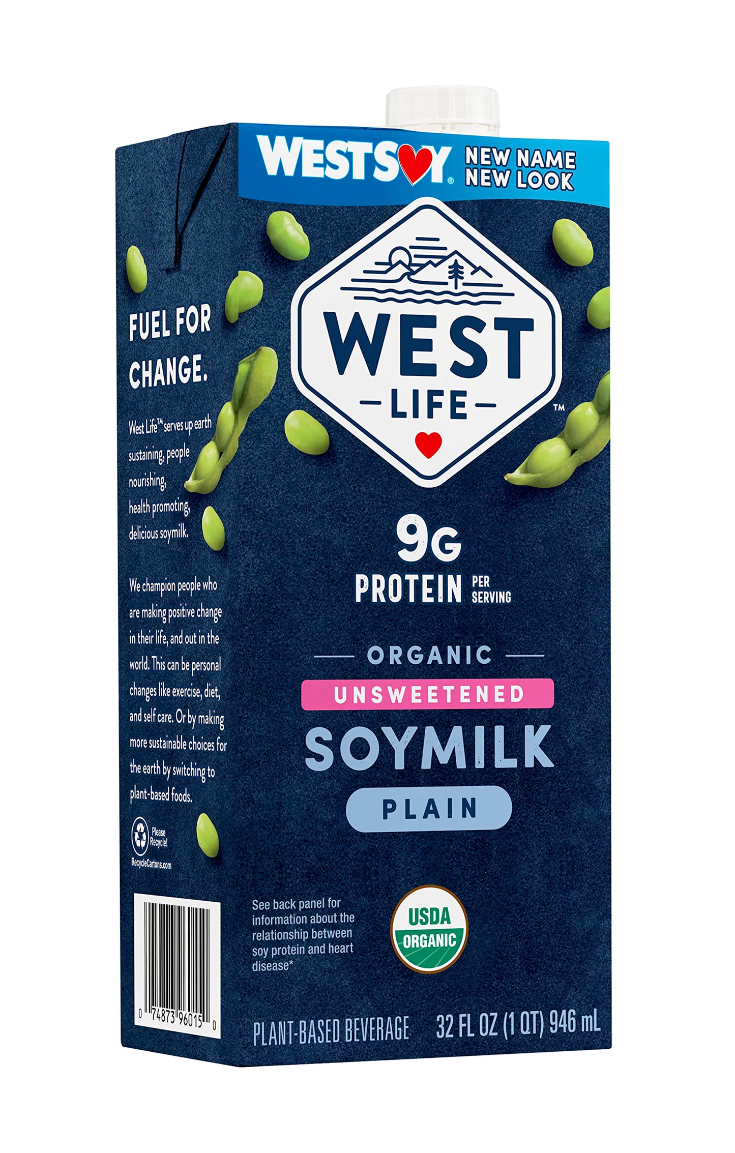 Westsoy Organic Unsweetened Soy Milk, Vegan, Low Sugar, 32oz (Pack of 12)