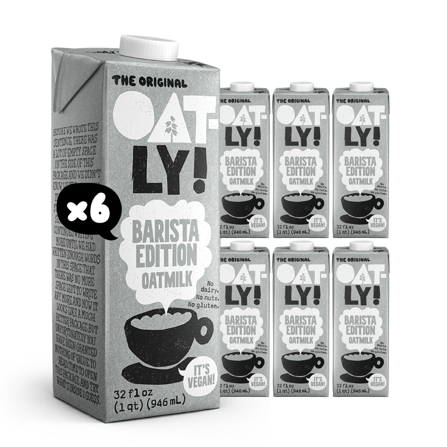 Oatly Barista Edition Oat Milk - Crafted for Coffee | Dairy-Free  Plant-Based  Shelf-Stable Milk that makes Perfect Foam (32 oz  6-pack)