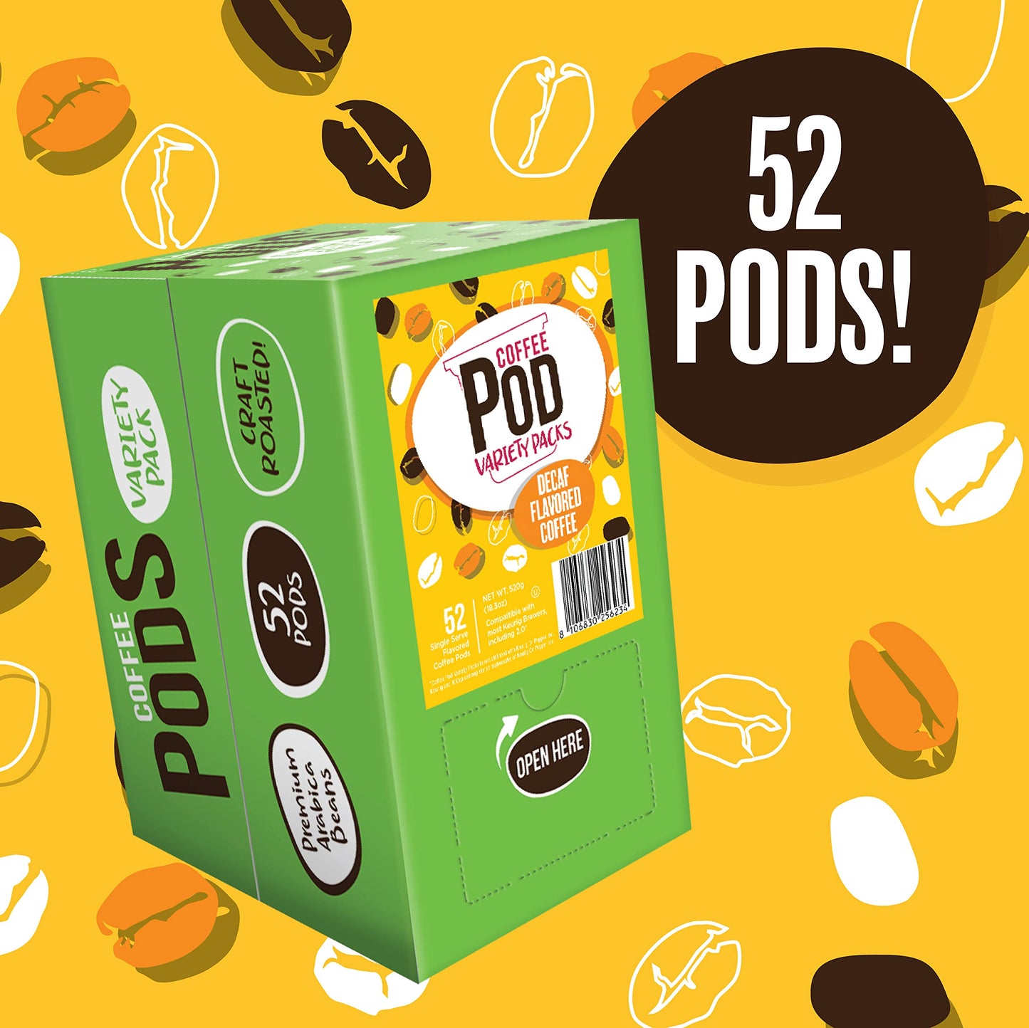 Coffee Pod Variety Packs Sampler, Compatible With K Cup Malt-Inspired Including 2.0 (Flavored Decaf Variety, 52 Count (Pack Of 1))