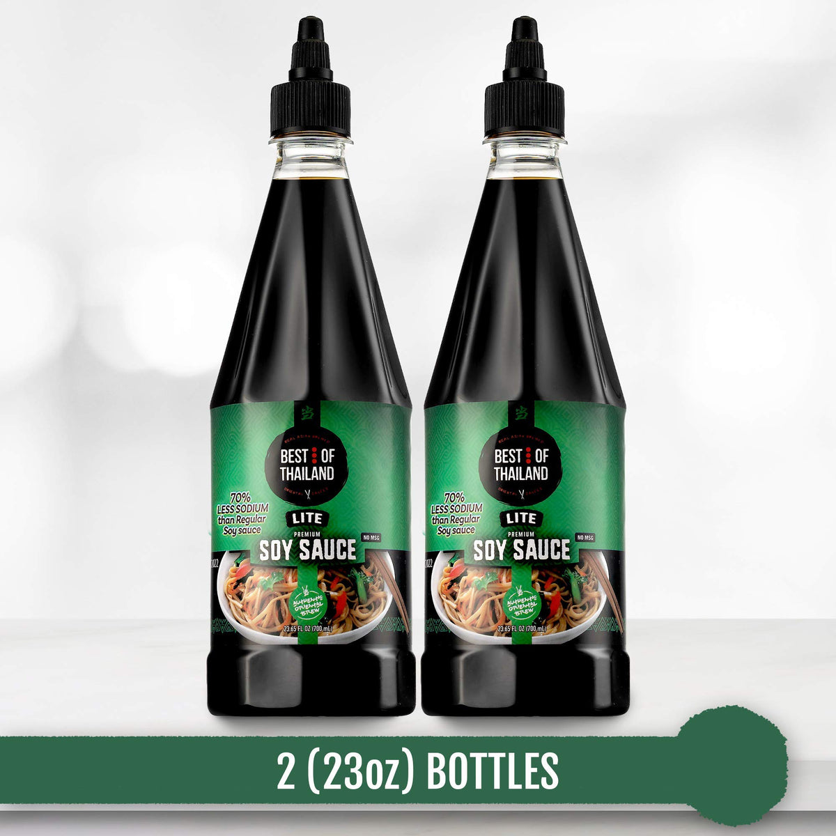 Best of Thailand Lite Soy Sauce, Low Sodium, 23.65 Fl Oz (Pack of 2), Authentic Asian-Brewed Marinade
