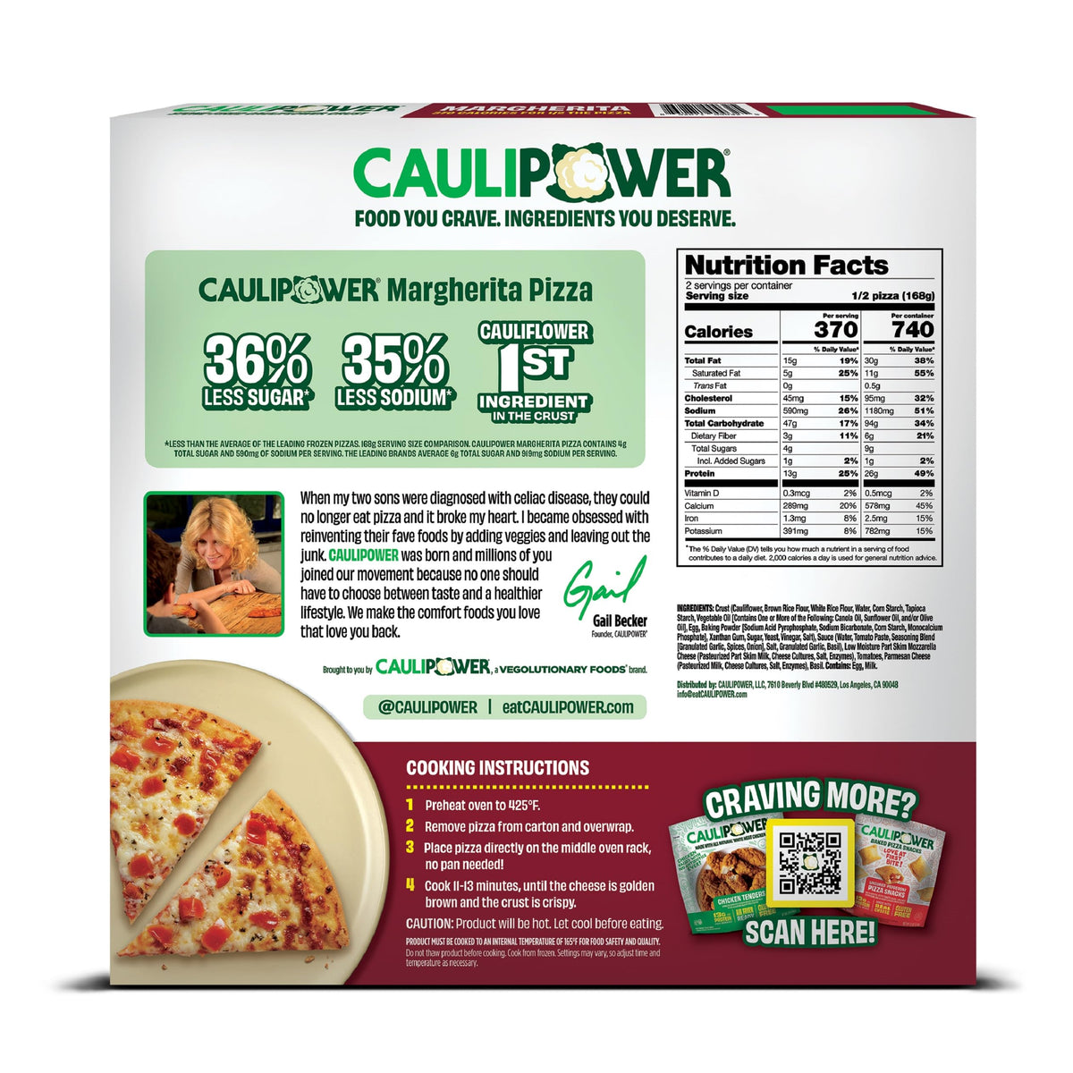 CAULIPOWER, Frozen Margherita Stone-Fired Cauliflower Crust Pizza, 11.85 Oz
