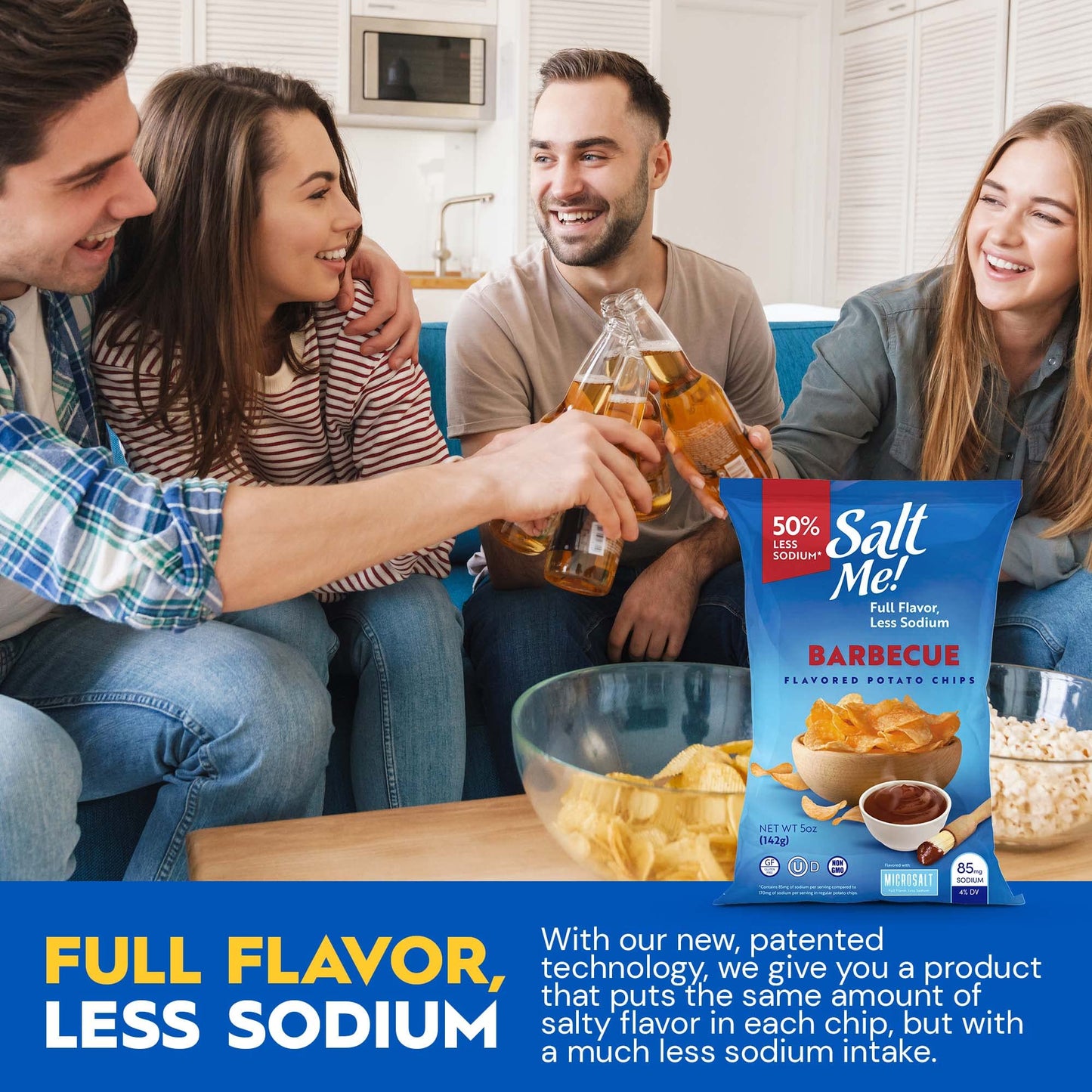 Microsalt Better for You Potato Chips, Low Sodium Barbecue, 5 Ounce (Pack of 6)