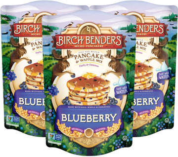Blueberry Pancake & Waffle Mix By Birch Benders, Made With Real Blueberries, Just Add Water, Non-Gmo, Just Add Water, 14 Oz (Pack Of 3)