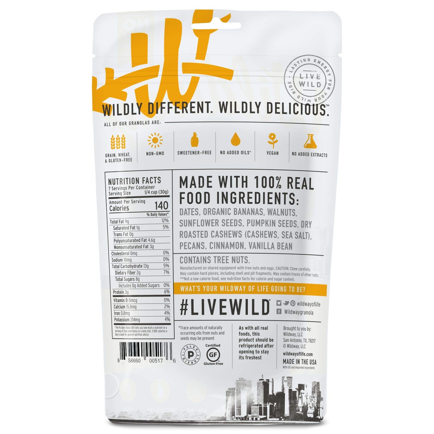 Wildway Banana Nut Keto Granola | Grain-Free Certified Gluten-Free Cereal | Vegan, Low Carb | No Sugar Added | Paleo-Friendly |