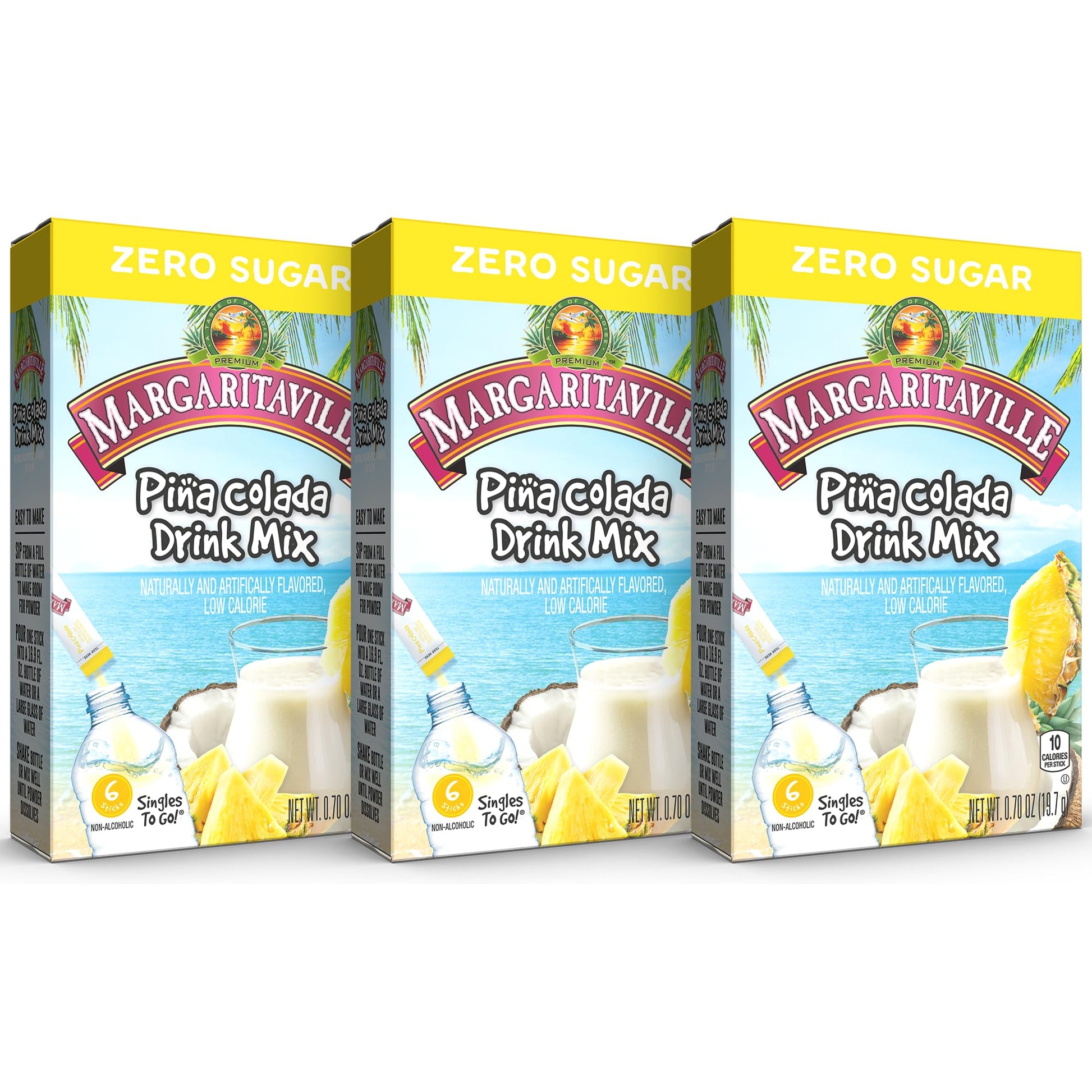 Margaritaville Singles To Go Water Drink Mix - Margarita Flavored Powder Sticks, 4.37 lb (Pack of 3)