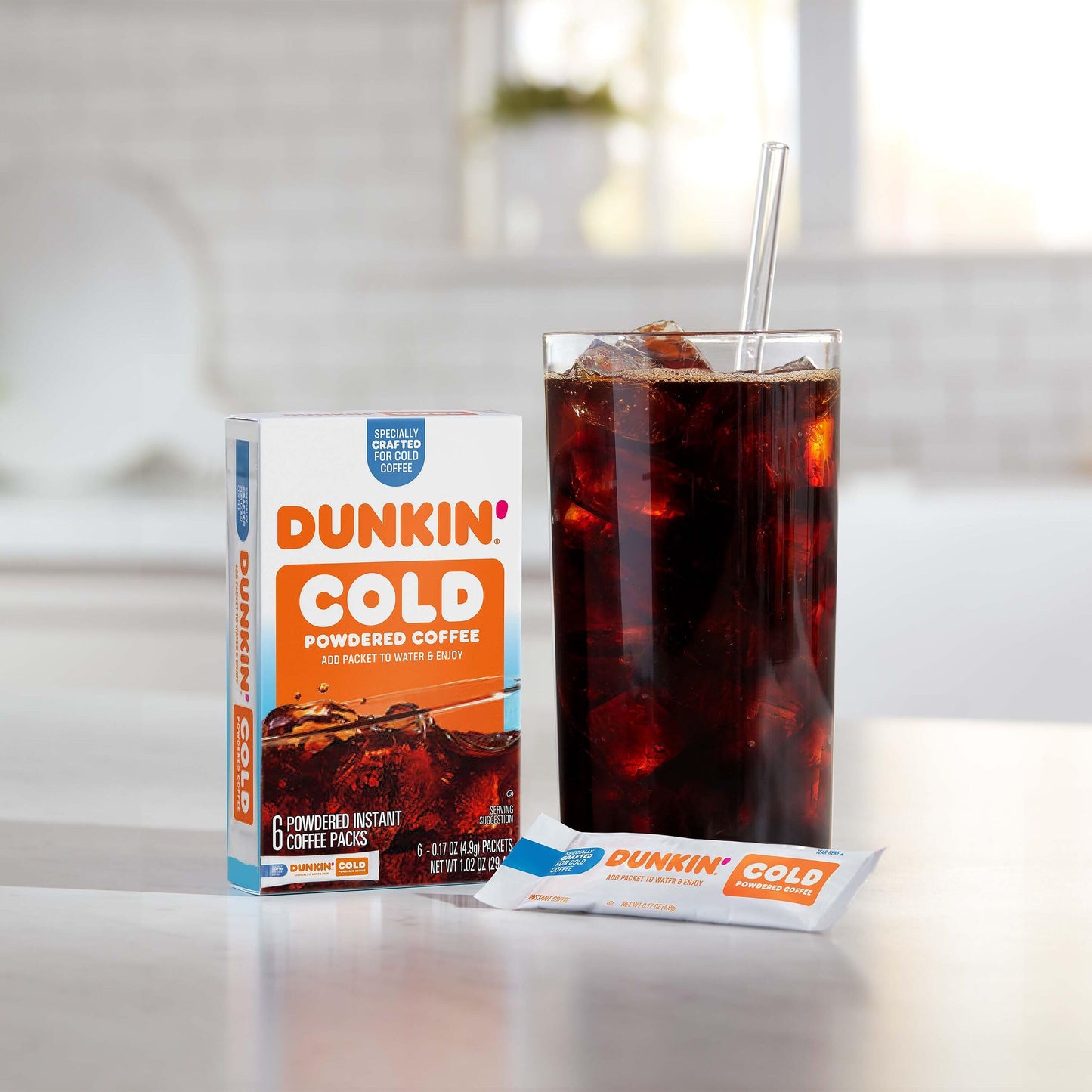 Dunkin Cold Iced Coffee, Powdered Instant Coffee Packs, 6 Count (Pack of 12)