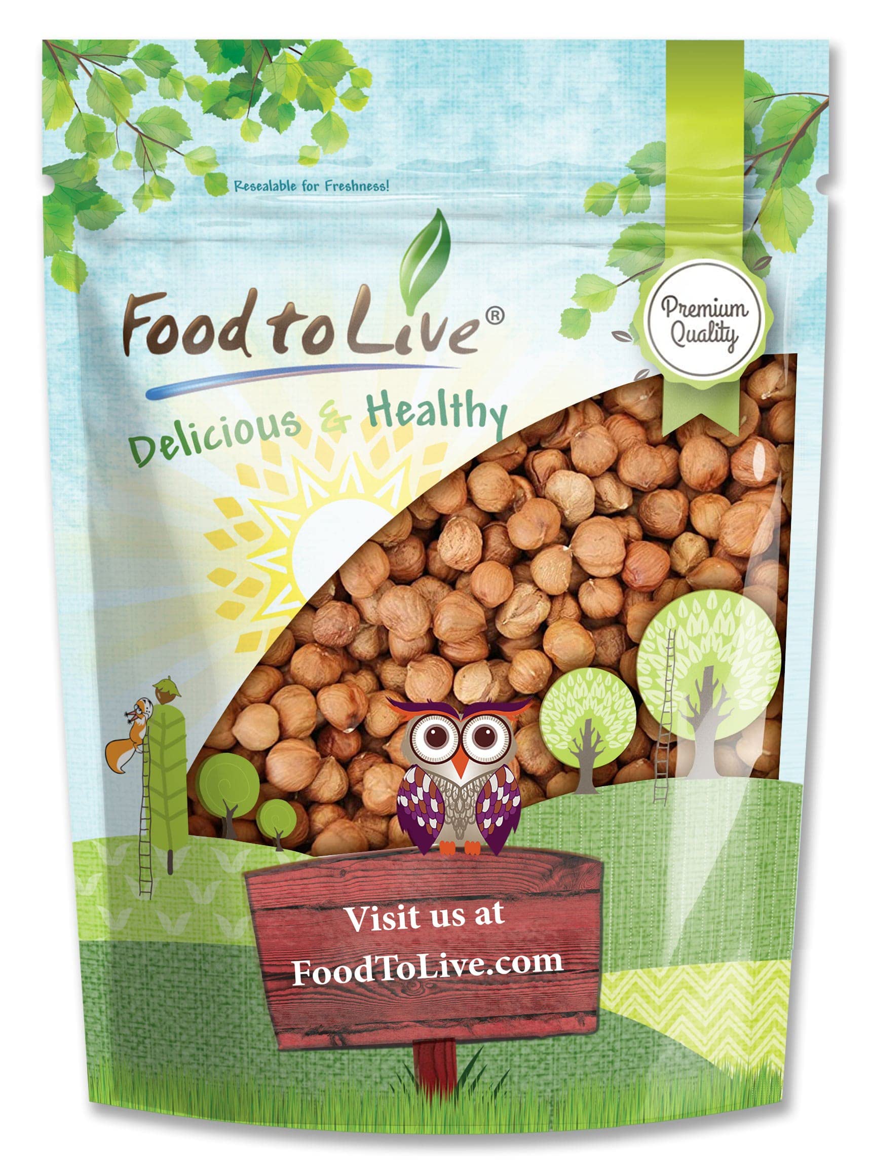 Food to Live - Raw Hazelnuts, 4 Pounds Filberts, Whole Nuts, No Shell, Unsalted, Kosher, Vegan, Bulk. Wholesome Snack. Rich in V