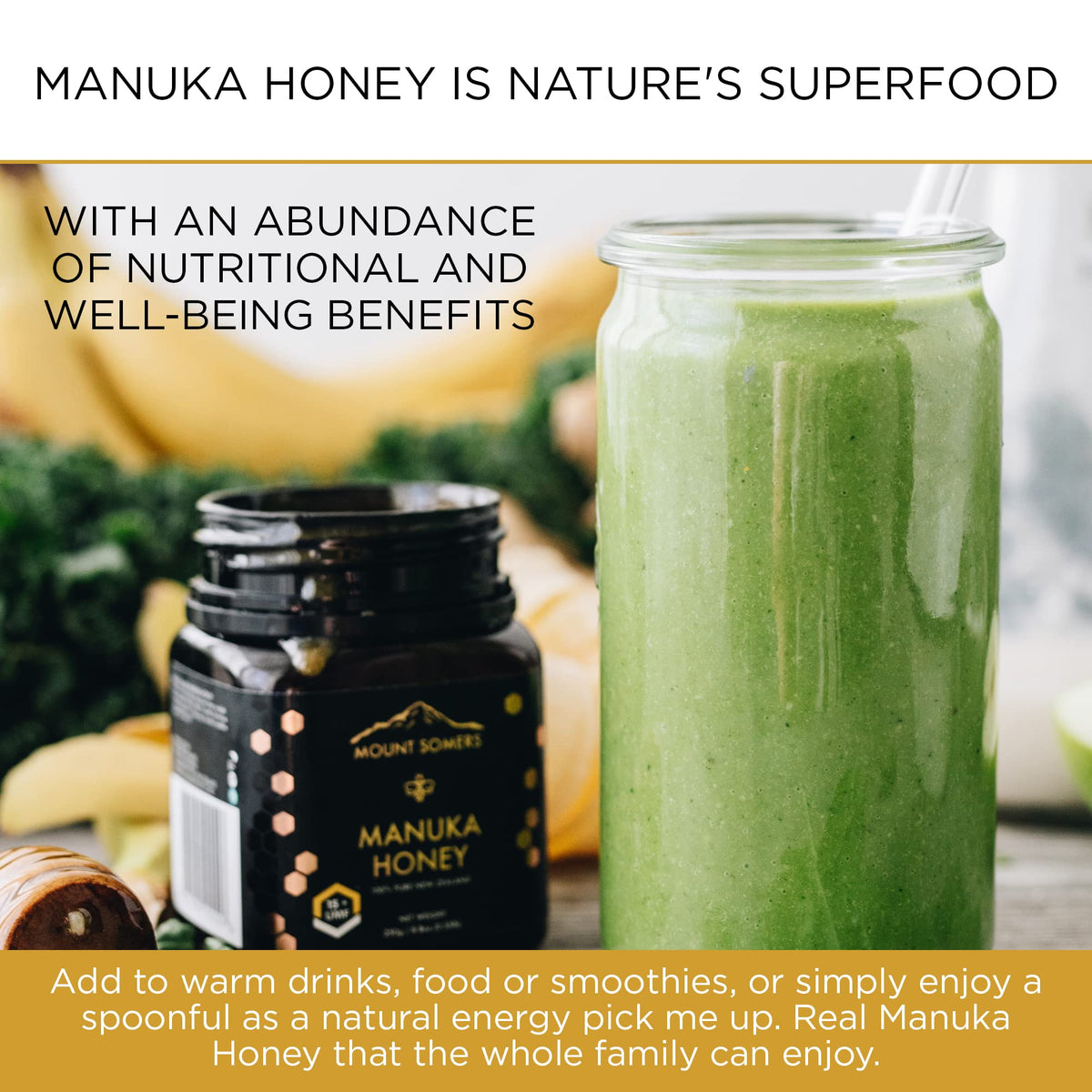 Mount Somers 100% Pure Premium Raw Manuka Honey - Umf 5+ / Mgo 83+ 17.6Oz (500G) Jar, Non Gmo New Zealand Manuka Honey, Genuine