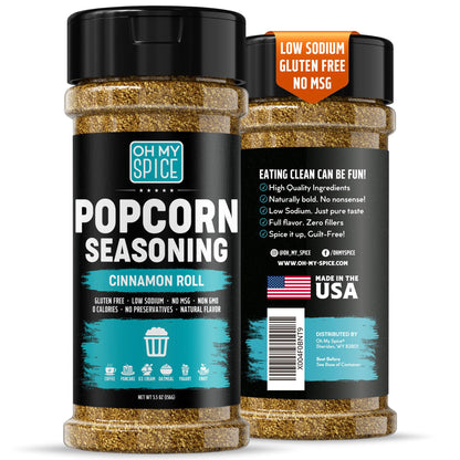 Popcorn Seasoning Buttery Cinnamon Roll Mix - Gluten Free & Low Sodium Cinnamon Powder Blend Popcorn Flavoring Seasoning. Health
