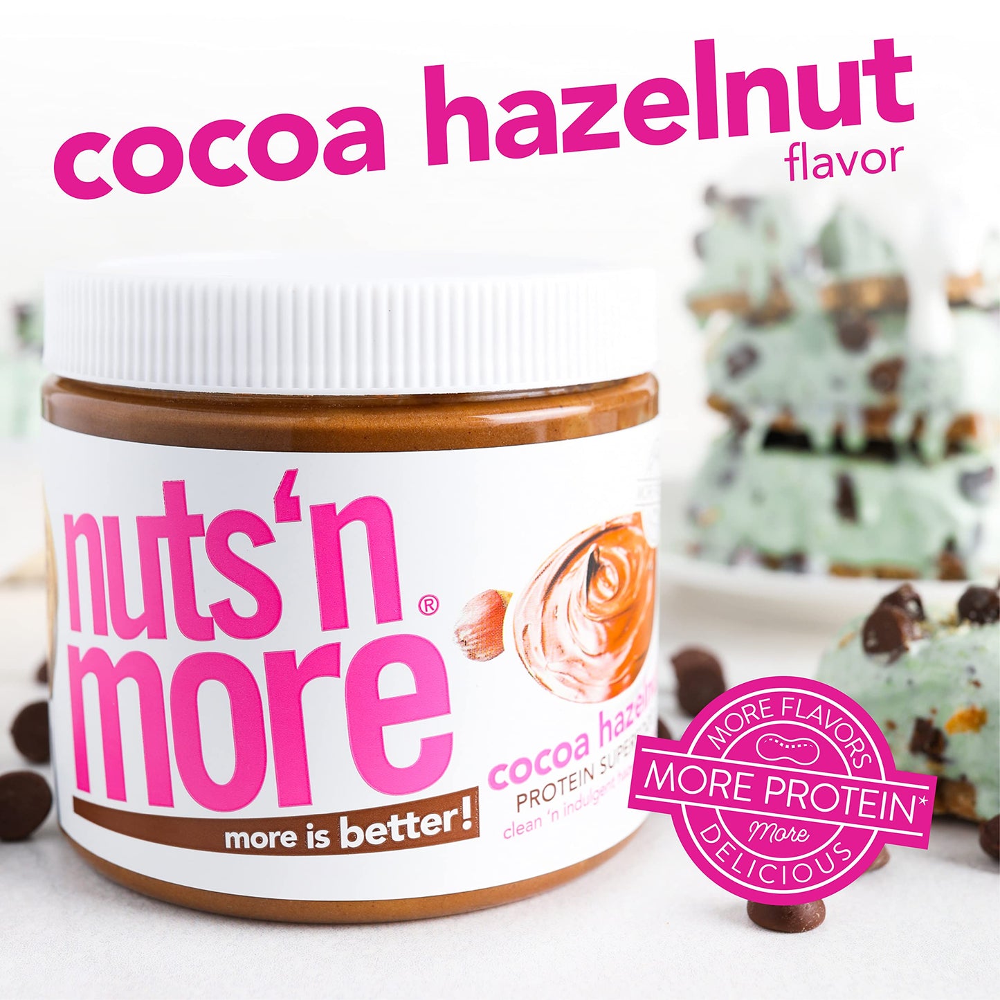 Nuts N More Cocoa Hazelnut Butter Spread - High Protein, Low Carb, Low Sugar, Gluten Free, Non-GMO, All-Natural Keto Nut Butter