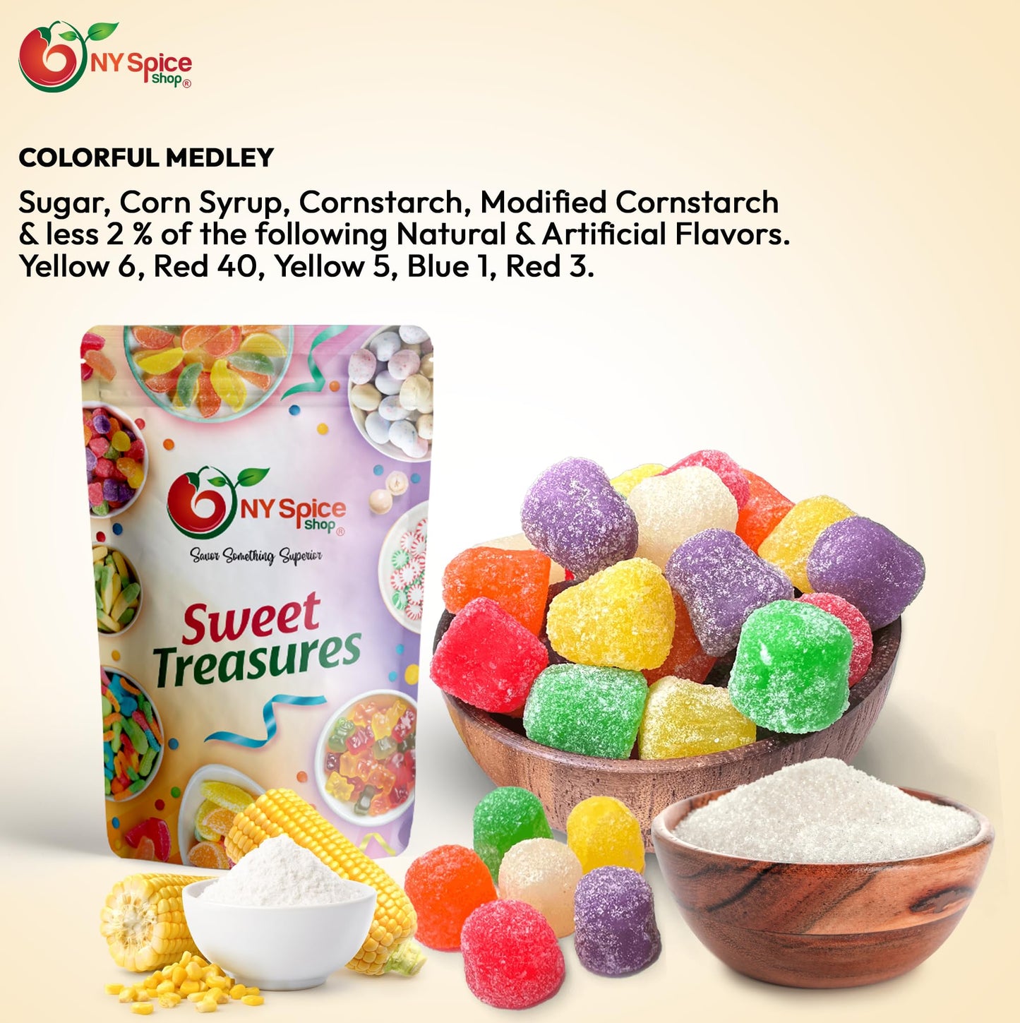 NY SPICE SHOP Assorted Spice Drops - Spice Drops - Gum Drops Candy - Gum Drops - Gumdrops - Spiced Gum Drops - Gumdrops Candy -