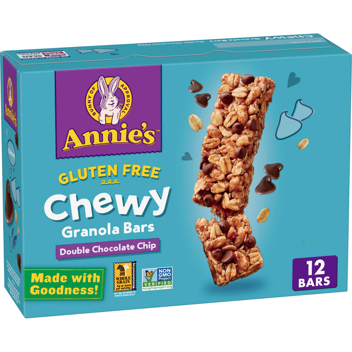 Annie'S Gluten Free Chewy Granola Bar, Double Chocolate Chip, 11.76 Oz, 12 Bars