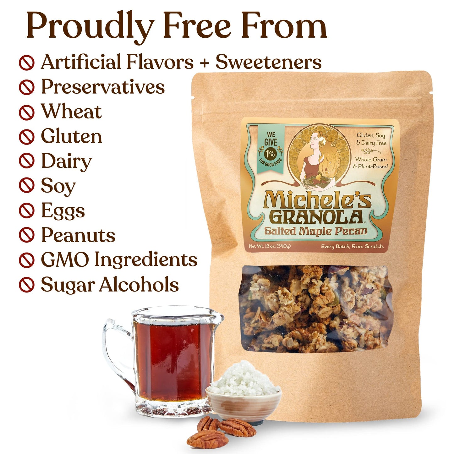 Micheles Granola Salted Maple Pecan, Gluten-Free & Non-GMO, 12 Oz Package, Pack of 3