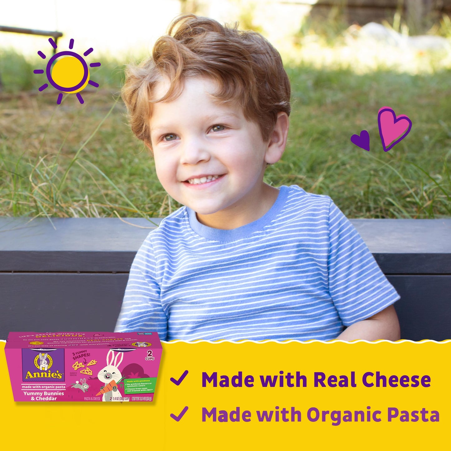 Annie's Microwavable Yummy Bunnies and Cheddar Macaroni and Cheese with Organic Pasta, Microwave Mac n Cheese Cup, 2 Cups, 2.8 o