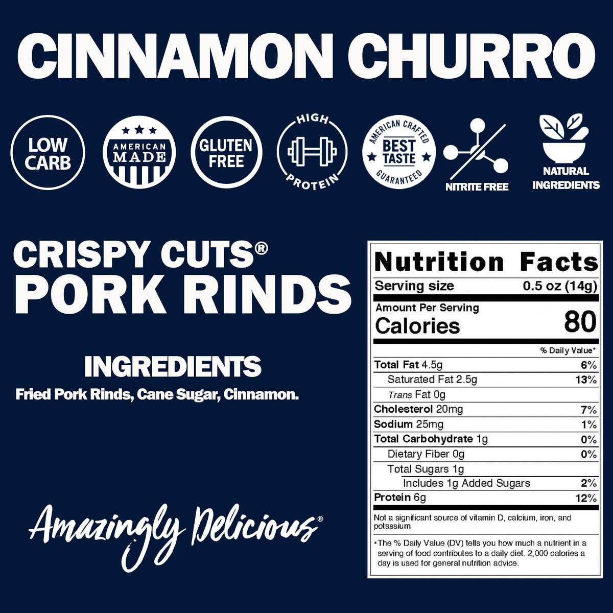 Field Trip Gluten Free Pork Rinds, Paleo And Keto Friendly Airy Puffs, Crunchy High Protein Snacks, Low Carb Snack From Back Pork Skins, 1Oz Bag, 6 Pack, Cinnamon Churro, Holiday & Christmas Gift Item