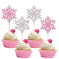30 Pcs Snowflake Cupcake Toppers Glitter Winter Frozen Snowflake Cupcake Picks For Winter Wonderland Baby Shower Birthday Christ