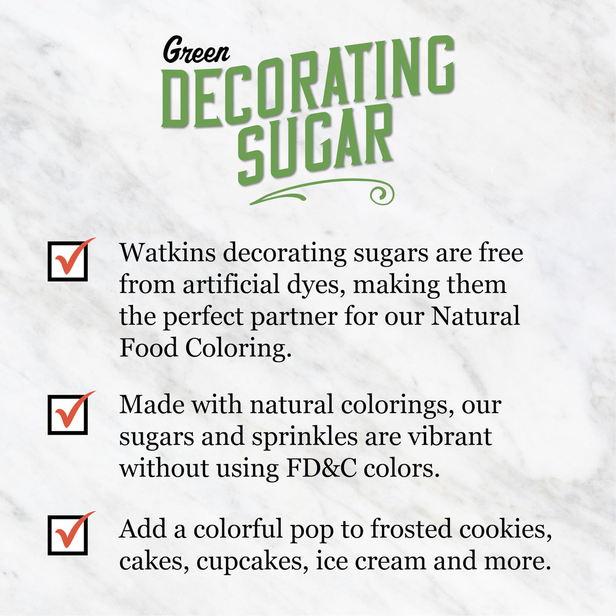 Watkins Green Decorating Sugar (No Artificial Dyes), Non-GMO, 4.2 Ounce, 3-Pack