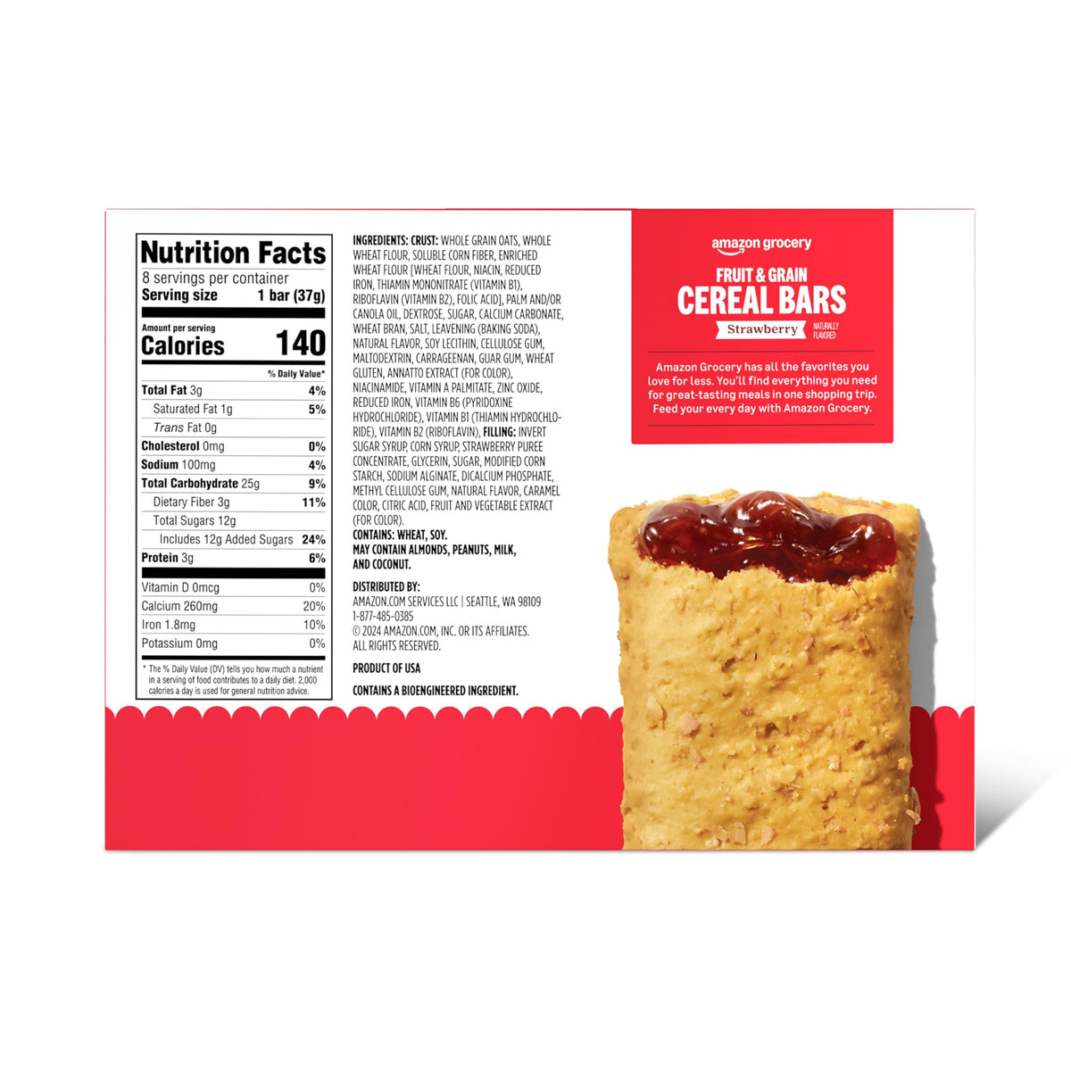 large online retailer Grocery Fruit & Grain Cereal Bars, Strawberry, 8 Count, 10.4 Oz, Red
