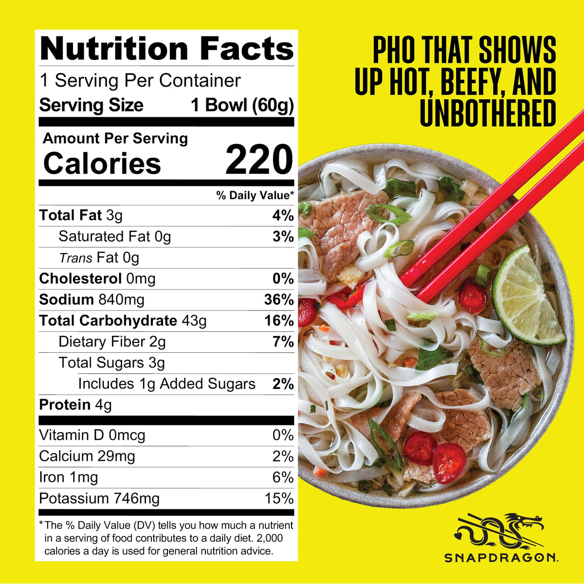 Snapdragon Pho Soup Bowl, Beef Pho, 2.1 oz (Pack of 6)