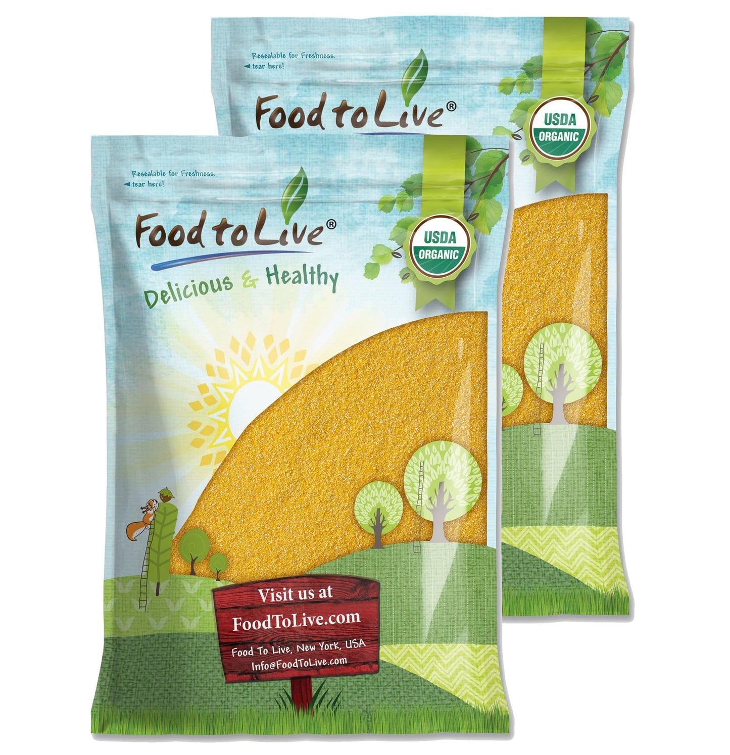 Food to Live Gluten-Free Organic Yellow Polenta, 20 Pounds - Premium Italian Stone-Ground Cornmeal, Non-GMO, Vegan, Kosher - Per