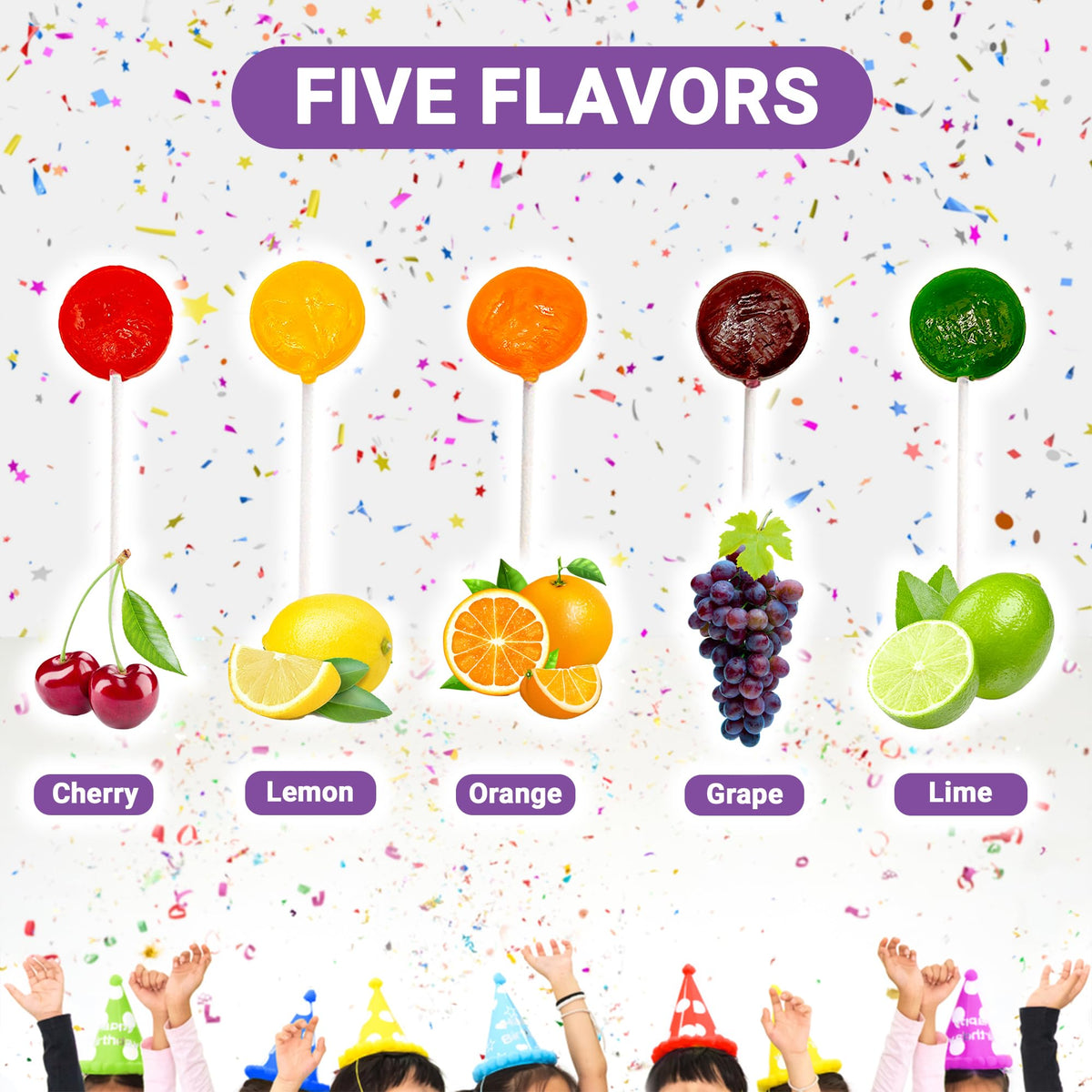 Lollipops Individually Wrapped - 2 Pound (About 75 Pcs.) Bulk Suckers For Kids - Classic Lollipops Bulk Flats -5 Assorted Fruit