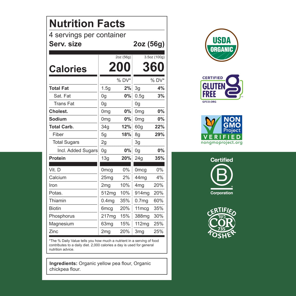 Chickapea Organic Chickpea Pasta - Penne - 8 oz (Pack of 6)