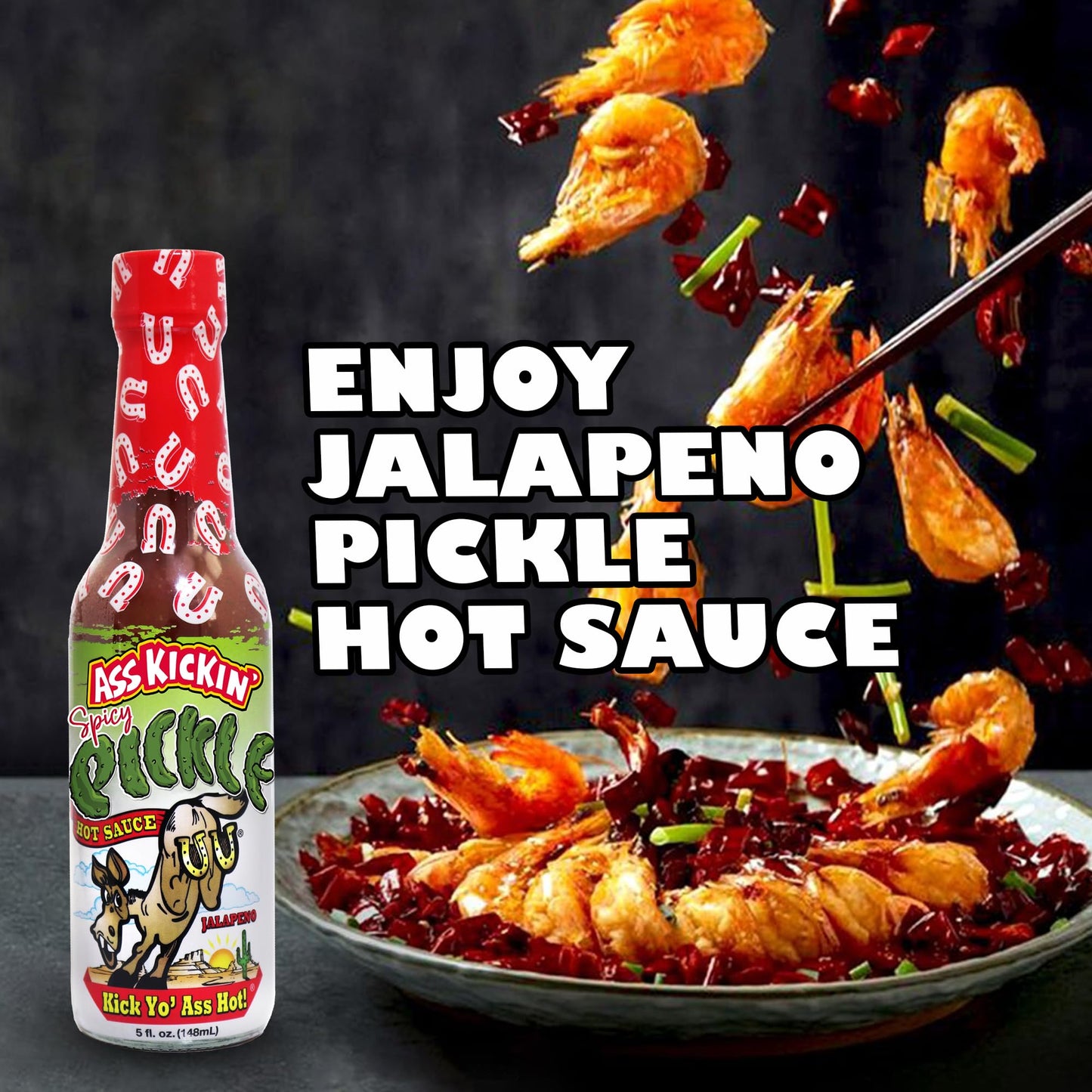 ASS KICKIN Spicy Pickle Hot Sauce - Premium Jalapeno Sauce for Wings & Burgers - 5 oz