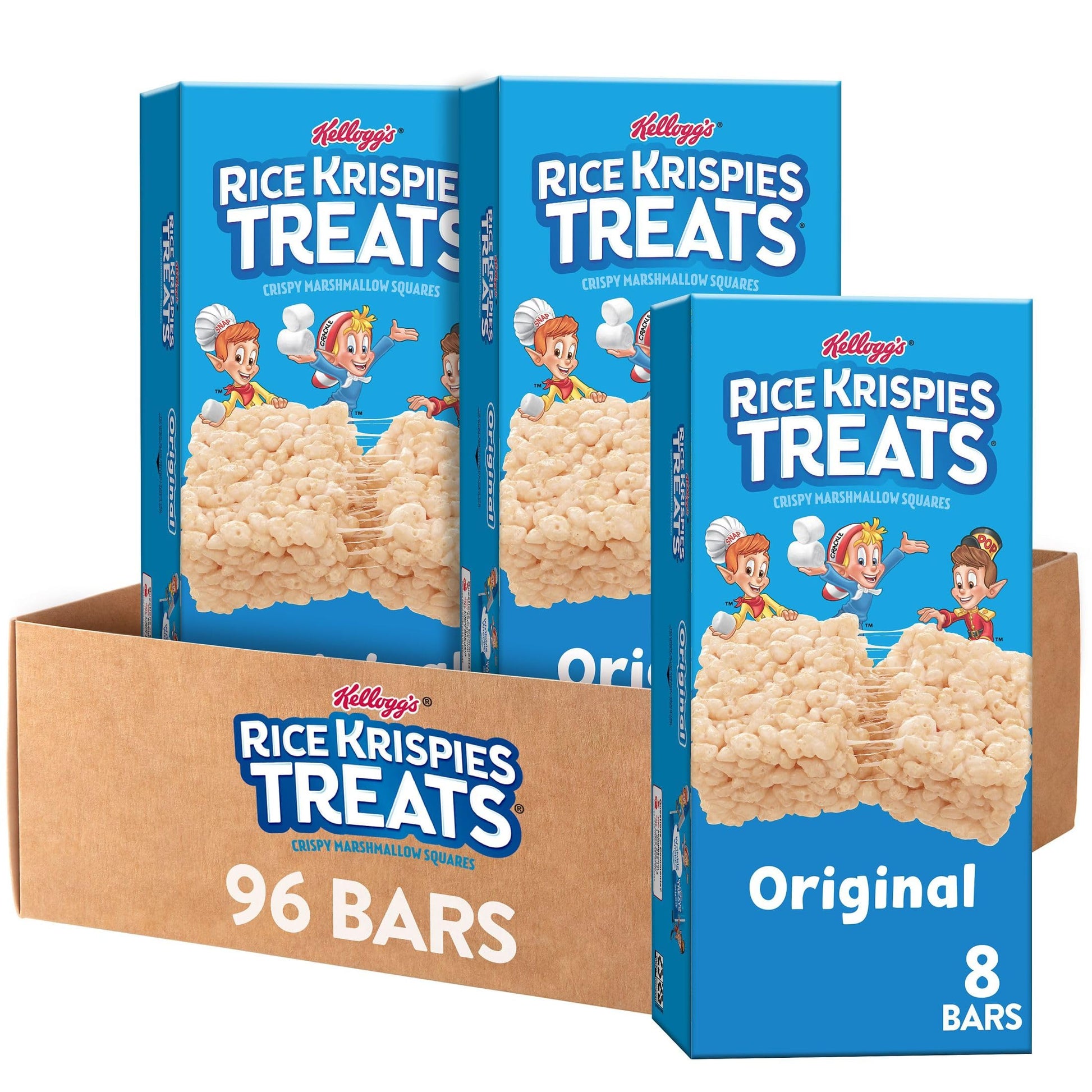 Rice Krispies Treats Cereal Bars, Original, 96 Count, Kids Snacks, Blue, Model 3800035056