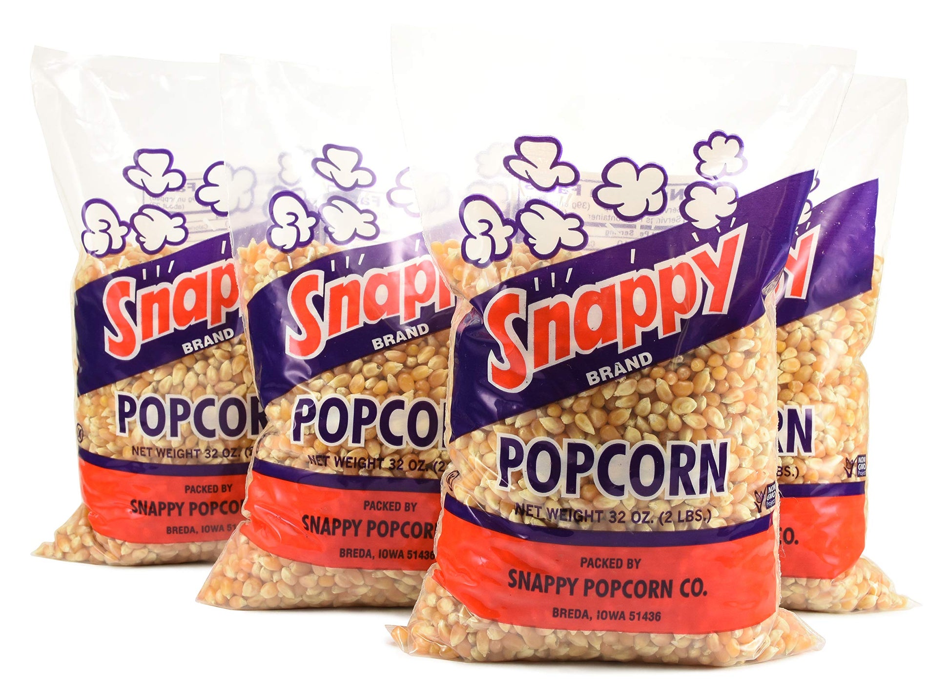 Snappy Yellow Popcorn Kernels, 2Lb Bags, 4 Pack
