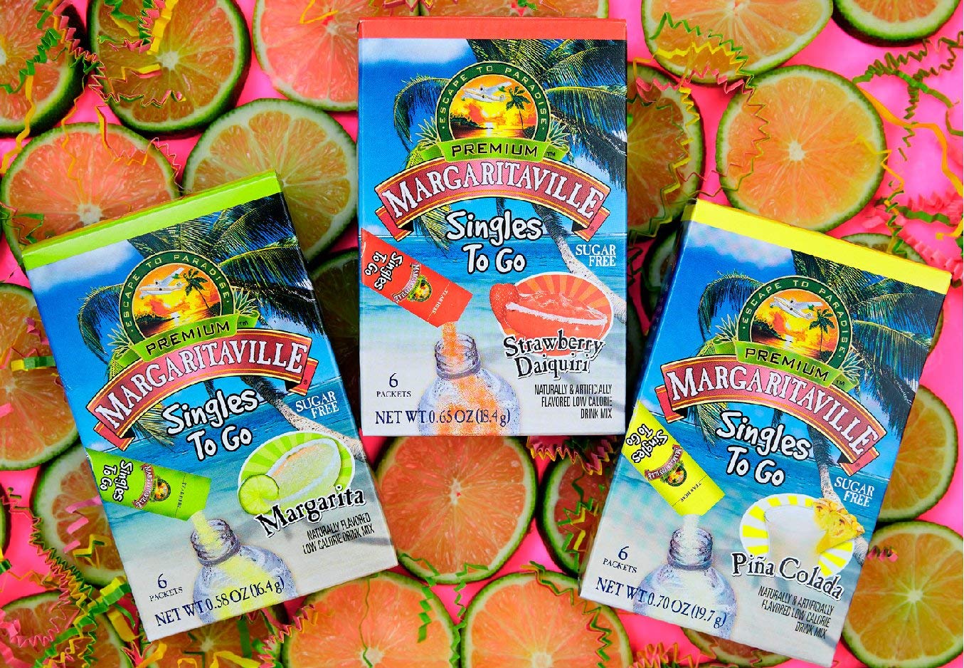 Margaritaville Singles To Go Water Drink Mix - Margarita Flavored Powder Sticks, 4.37 lb (Pack of 3)