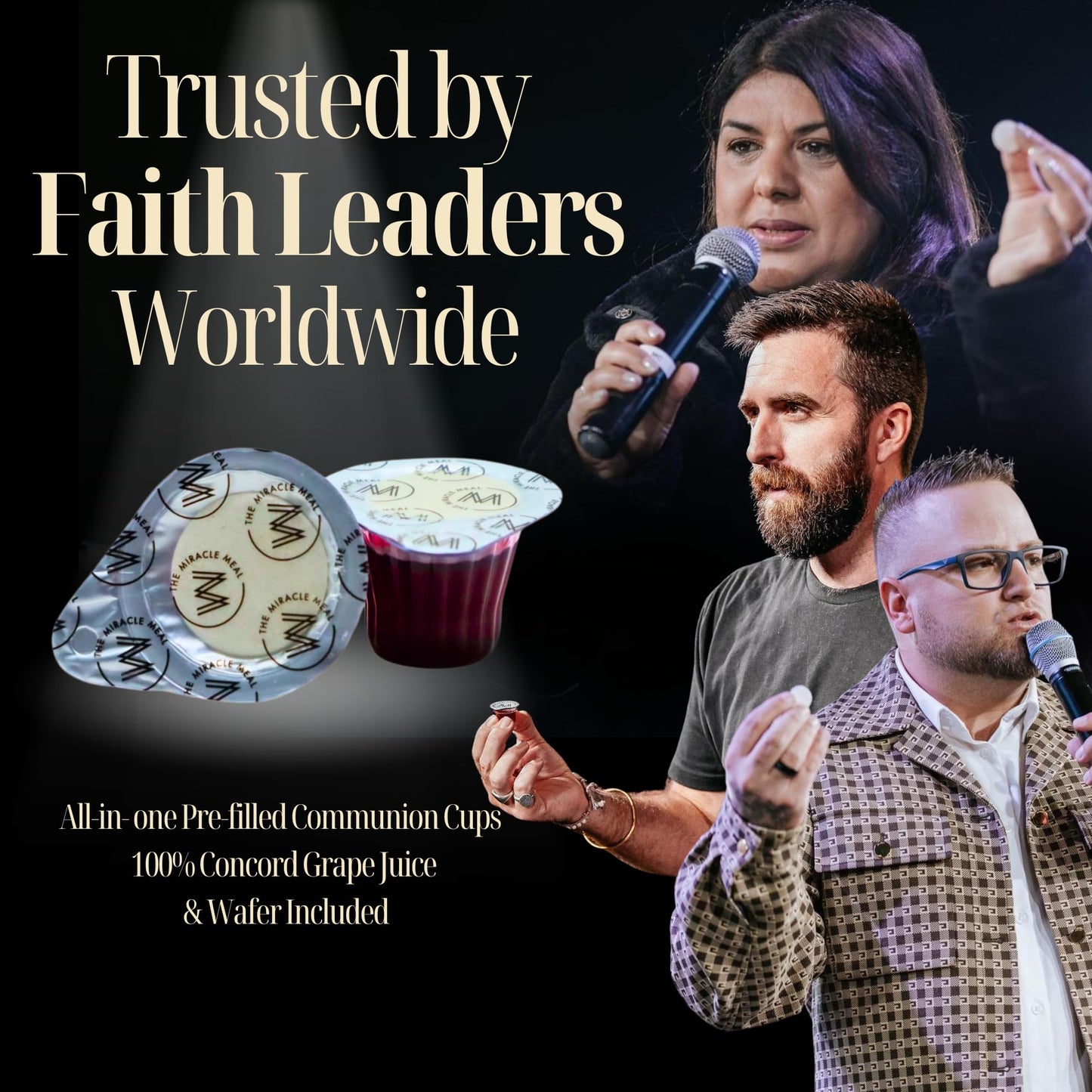 PACK IT HUB Communion Cups and Wafer Set - Box of 100 - Made with Concord G  Juice - Transparent