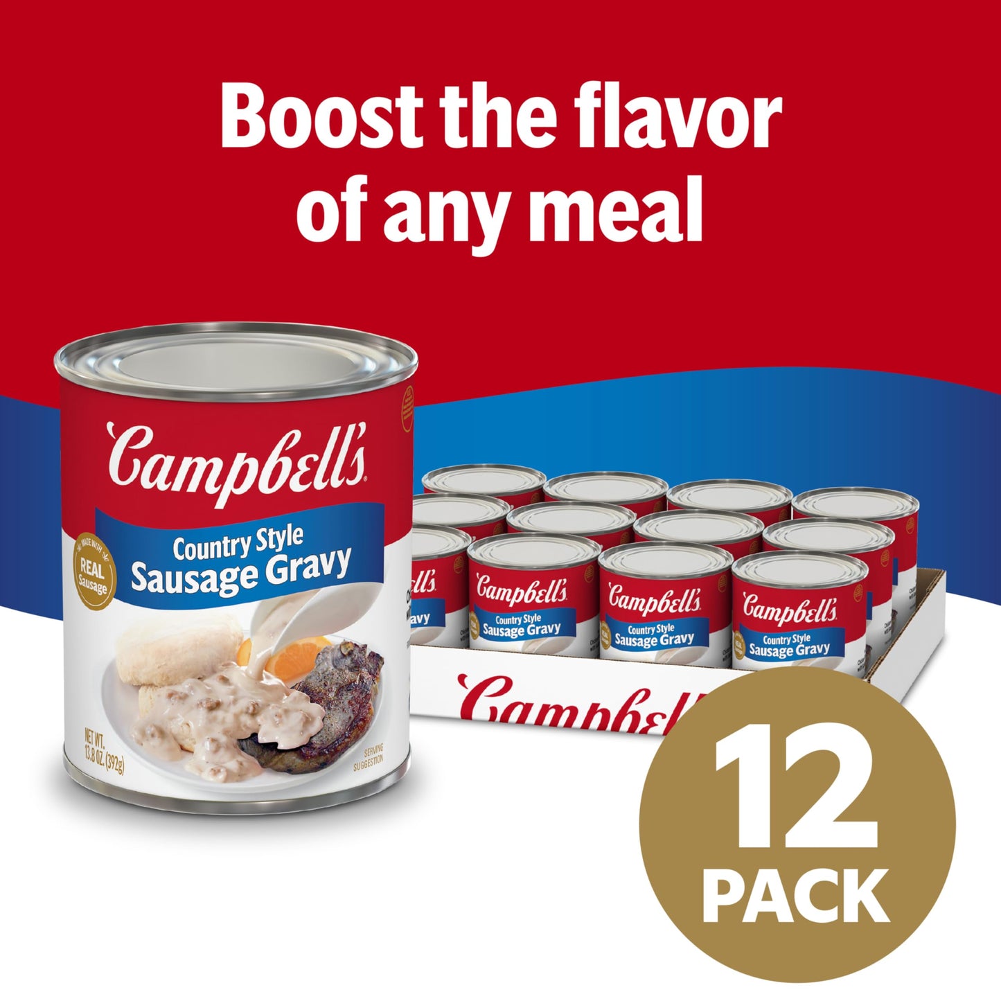 Campbell s Country Style Sausage Gravy, 13.8 Oz Can (Case of 12)