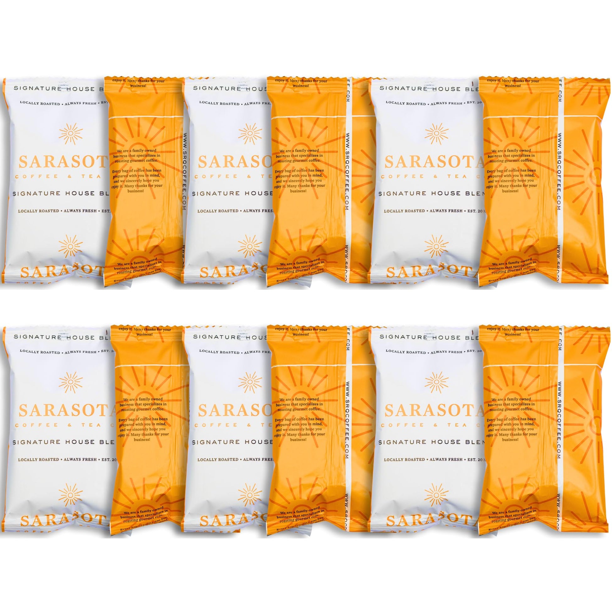 SARASOTA COFFEE & TEA CO. Gourmet Medium Roast Ground Coffee Packets, Low Acid, 2 Ounce Bags, 12 Count