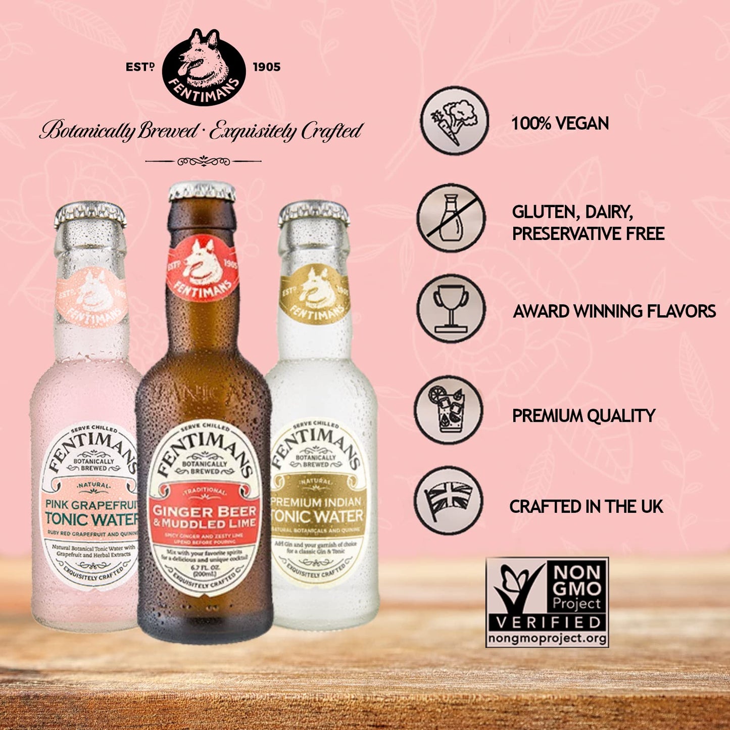 Fentimans Sparkling Tonic Water - All Natural Mixer with Quinine - 6.7 Fl Oz (Pack of 24)